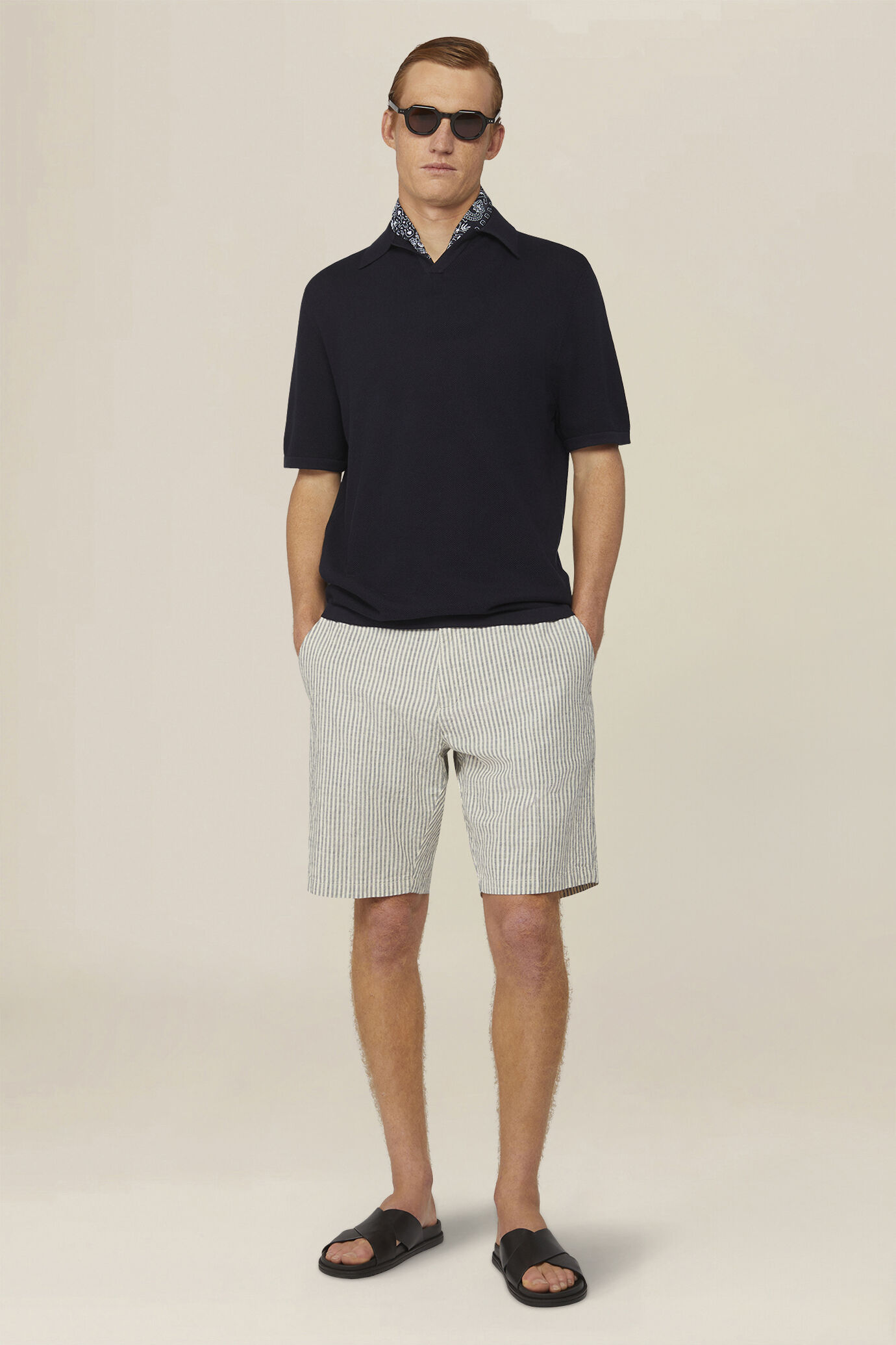 Men's polo shirt in 100% cotton honeycomb knit with Derby collar image number 1