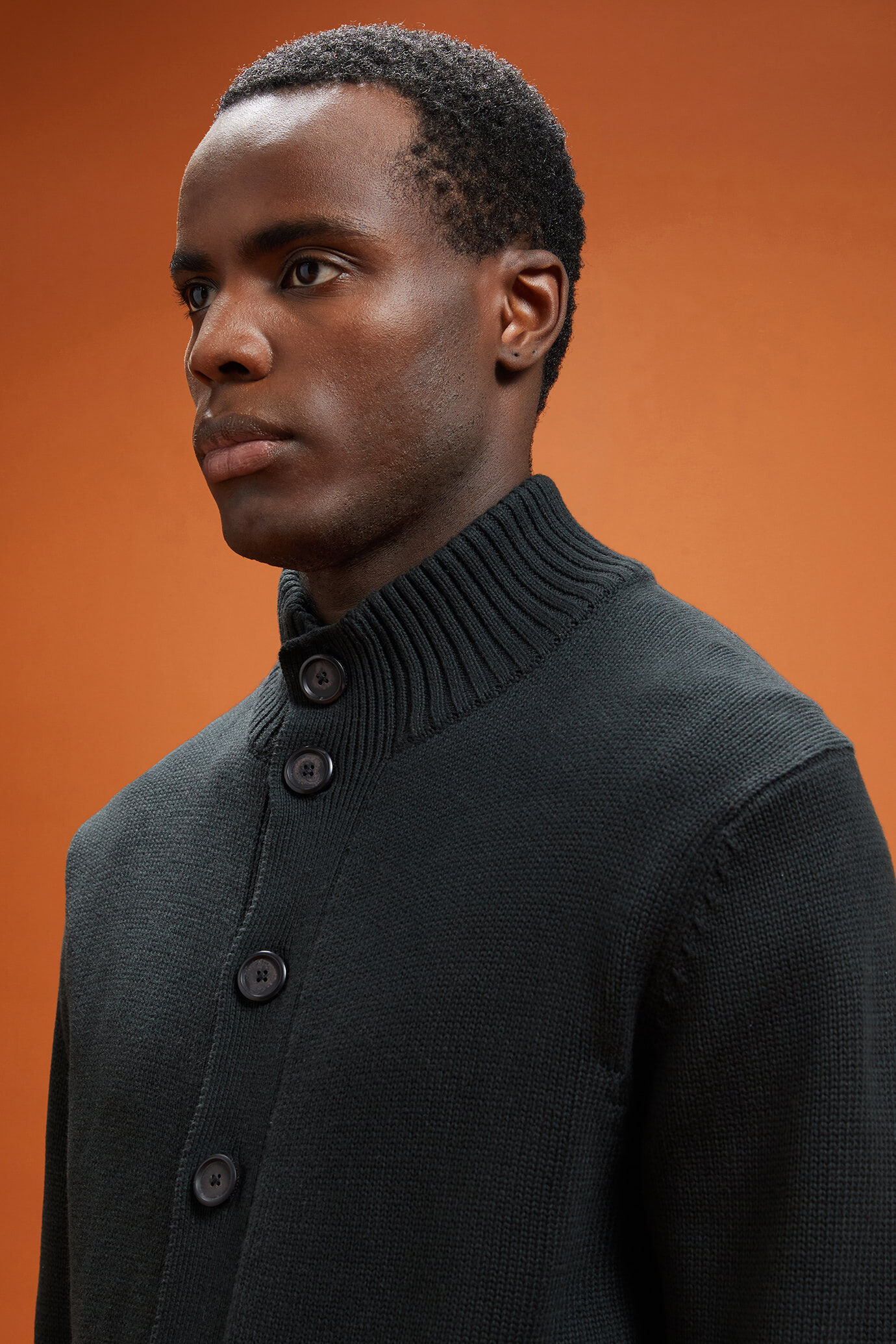 Cardigan uomo con collo alto 100% cotone regular fit image number 3