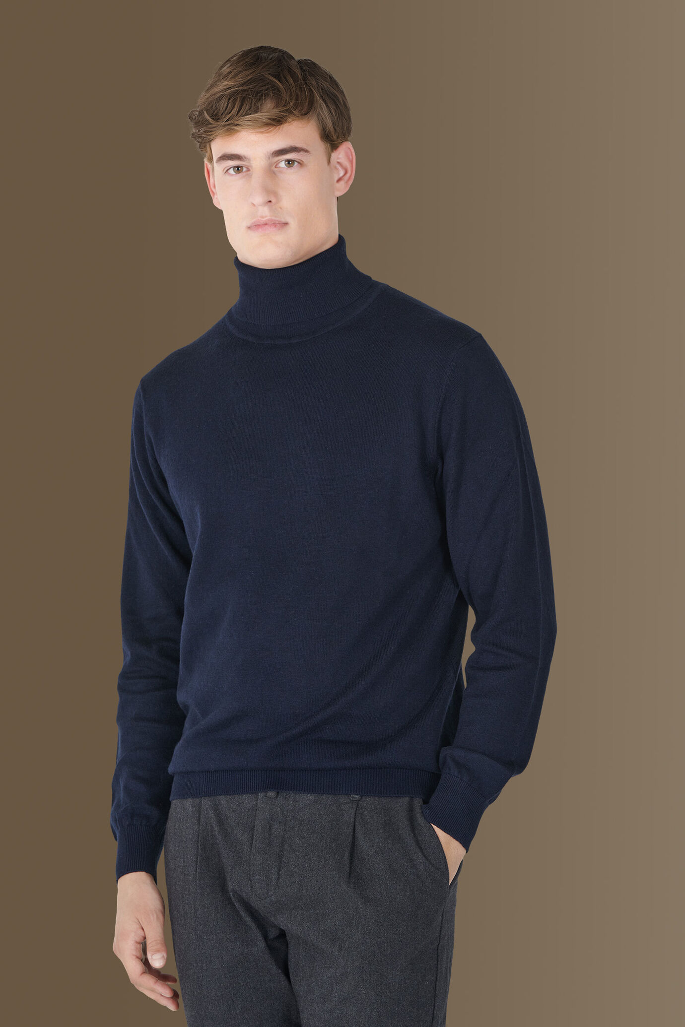Turtleneck sweater in cotton- wool blend