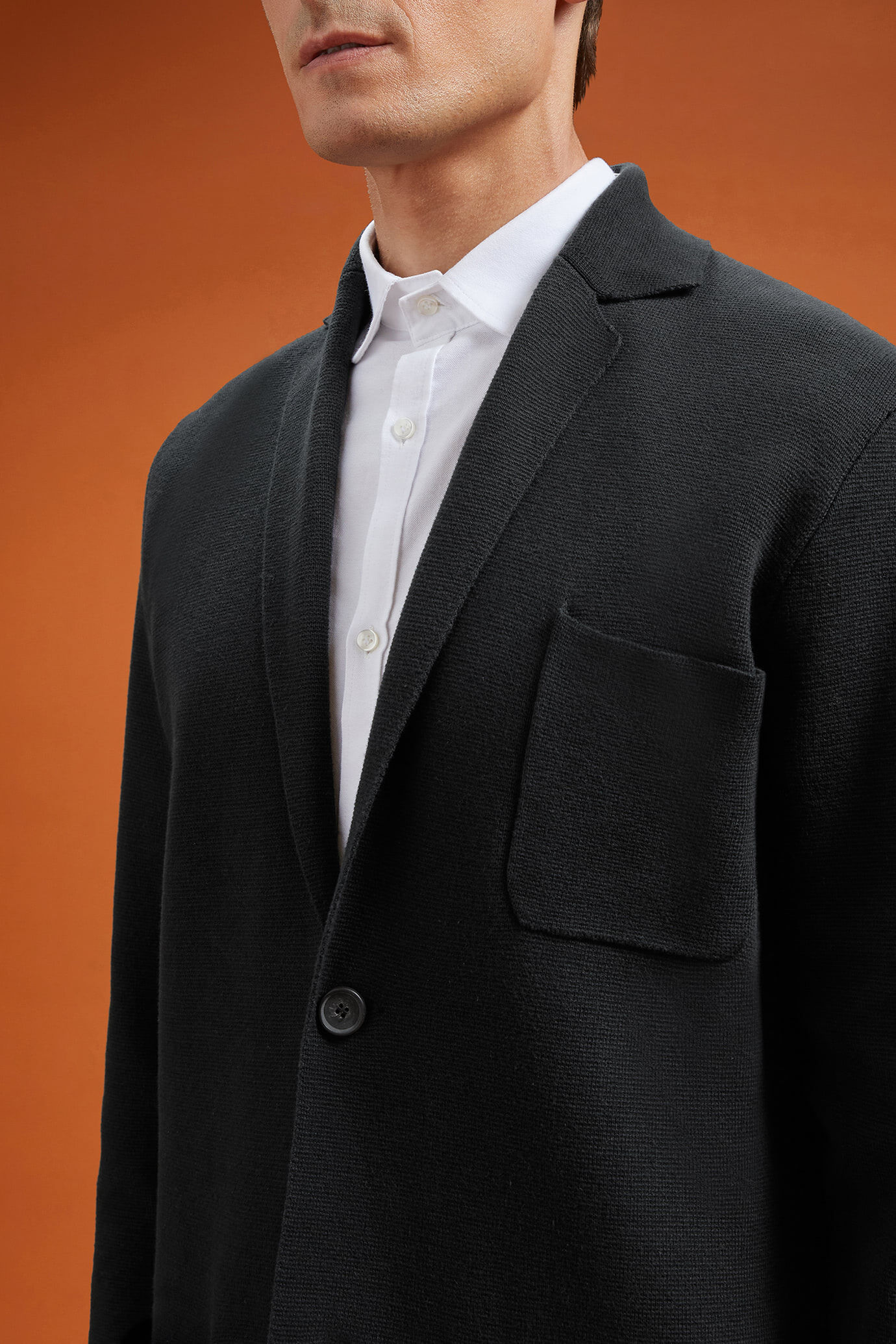 Cardigan uomo monopetto jersey 100% cotone Punto Milano regular fit image number 4