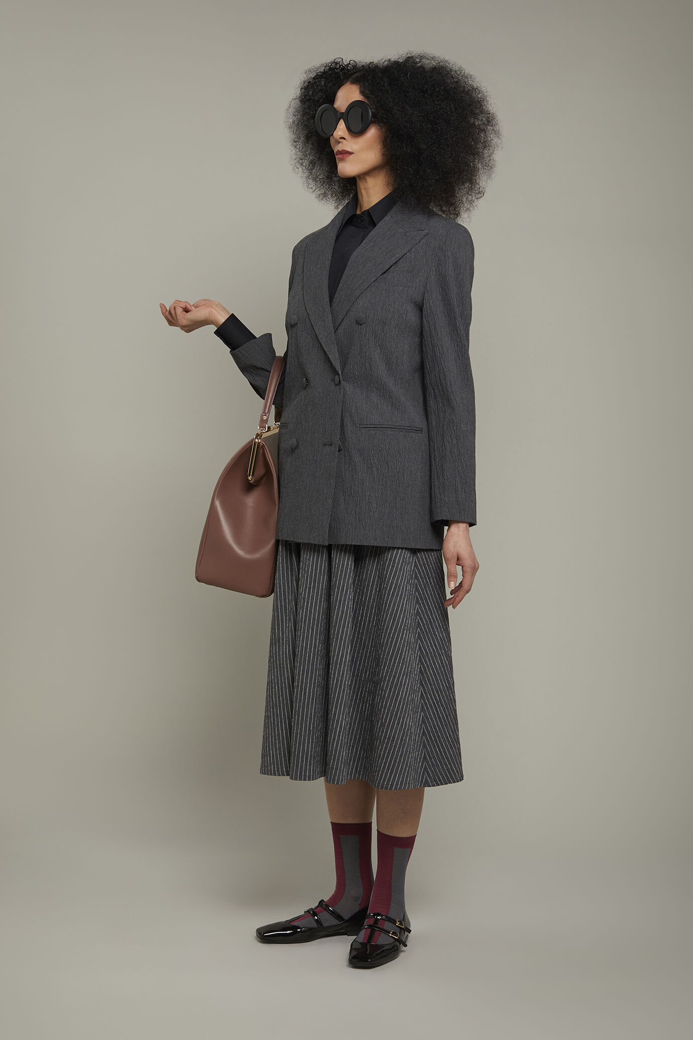 Damenrock aus gaufrierter Baumwolle mit Nadelstreifen in normaler Passform image number 1