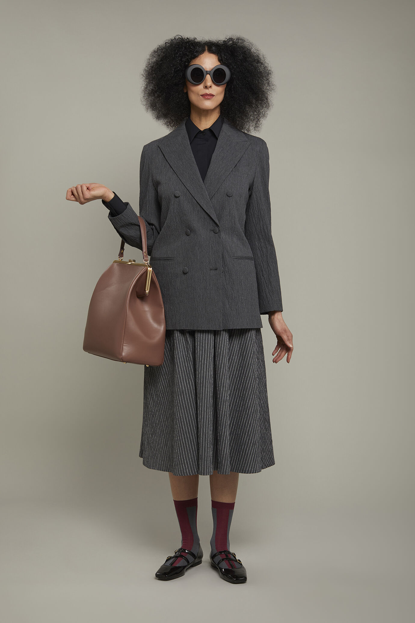 Damenrock aus gaufrierter Baumwolle mit Nadelstreifen in normaler Passform image number 0