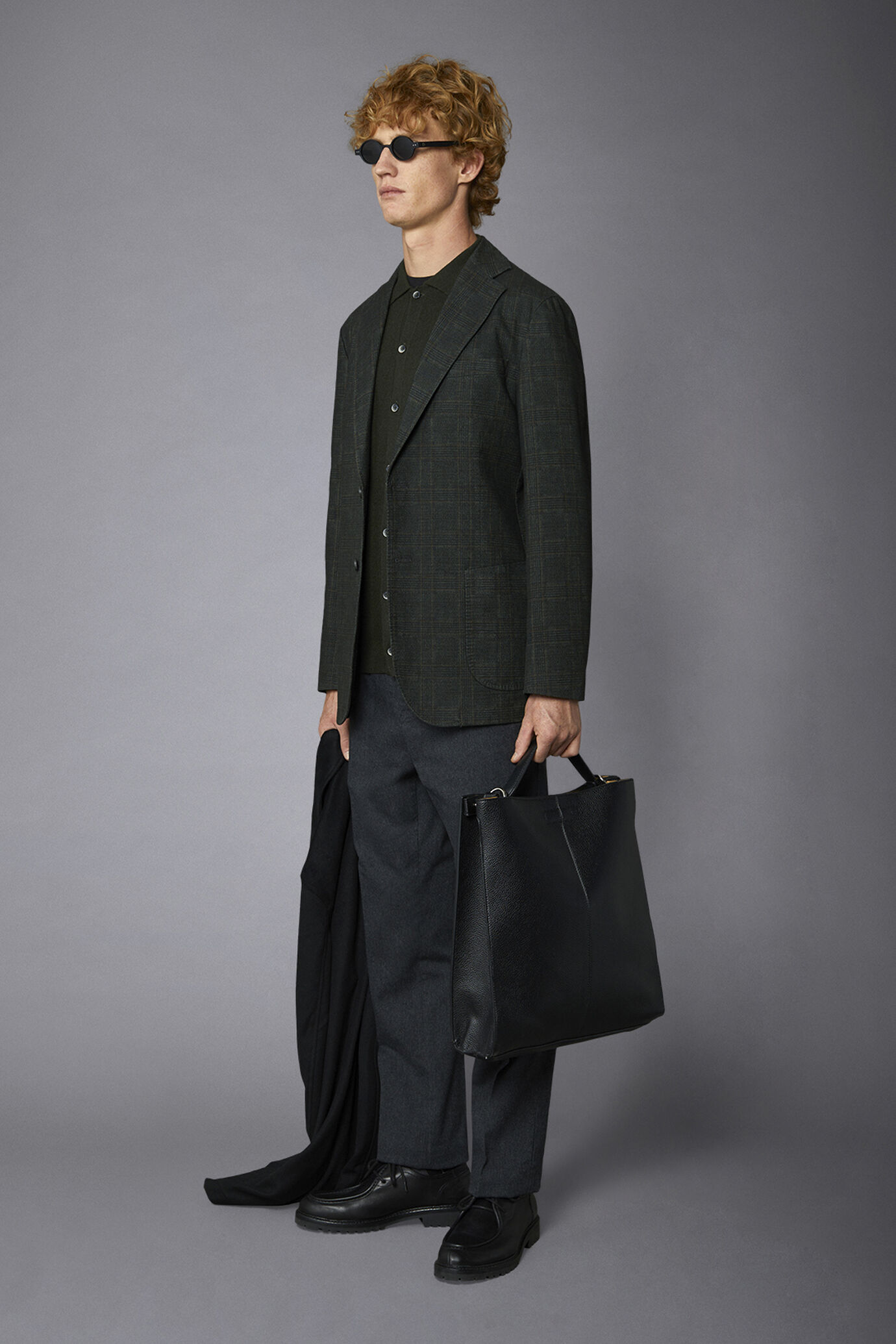 Regular fit genderless single-breasted jacket Prince of Wales fabric image number 1