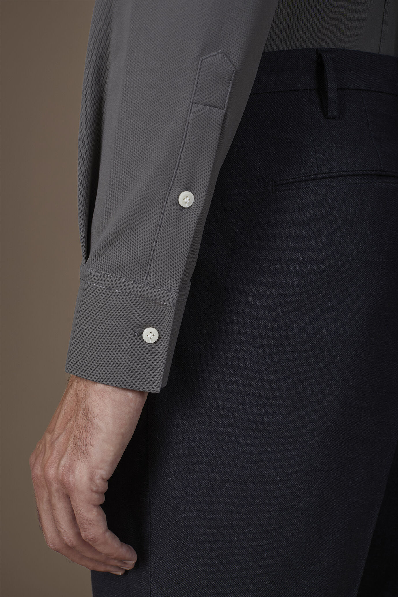 Camicia uomo stretch con collo classico in tessuto Oxford no-stiro image number 3