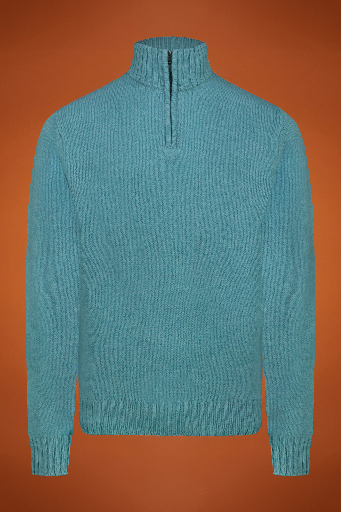 Men's regular fit zipped high neck jumper in 100% wool image number 0