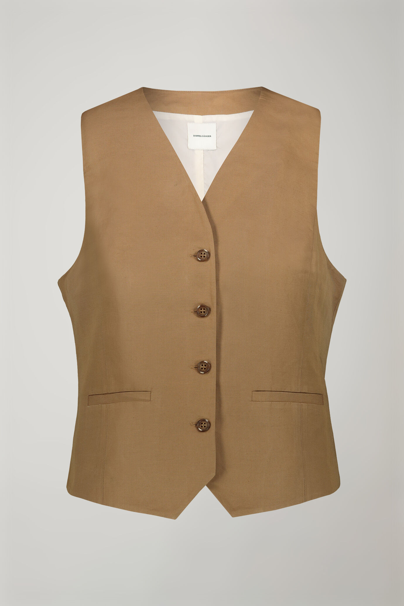 Gilet femme en lin et coton mélangés coupe régulière image number 4
