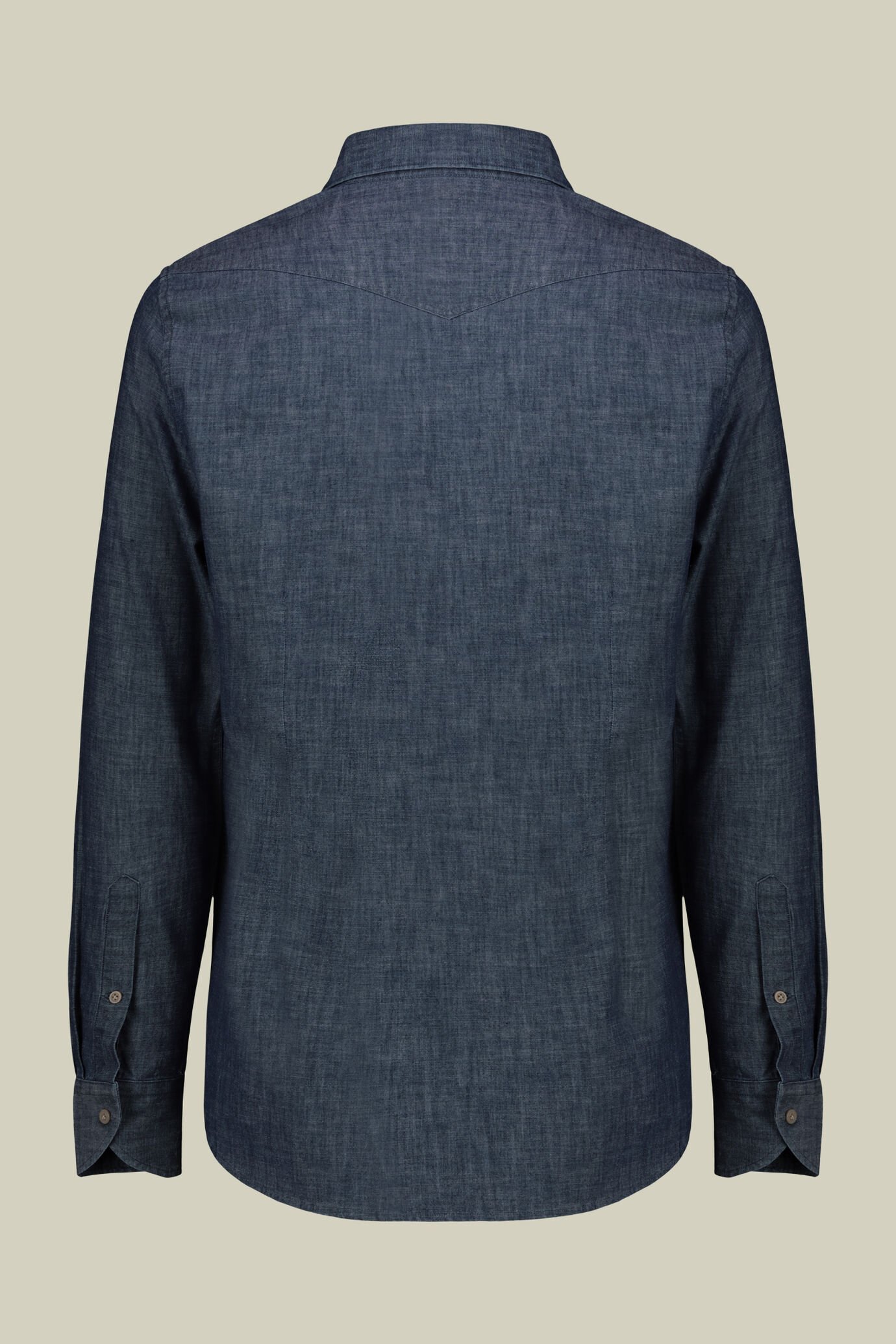 Herren-Freizeithemd mit klassischem Kragen und doppelter Brusttasche aus Chambray-Stoff image number 5
