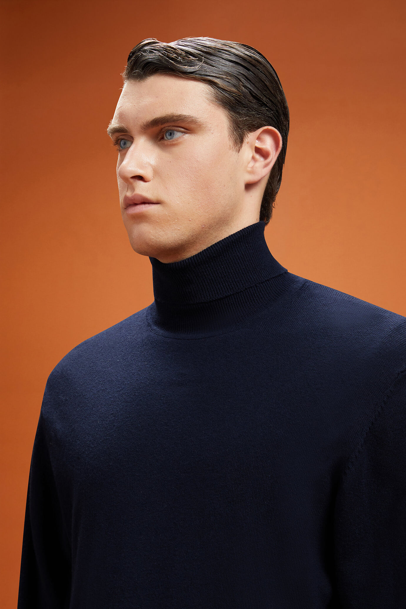 Herren-Pullover mit hohem Ausschnitt aus Baumwolle in normaler Passform image number 3