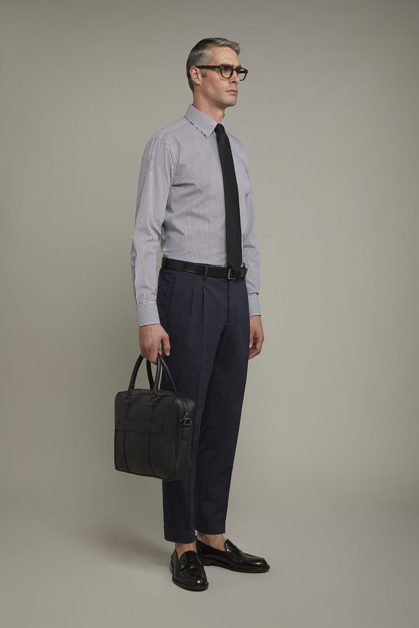 Men's techn shirt classic collar nylon fabric printed stripes regular fit image number 1
