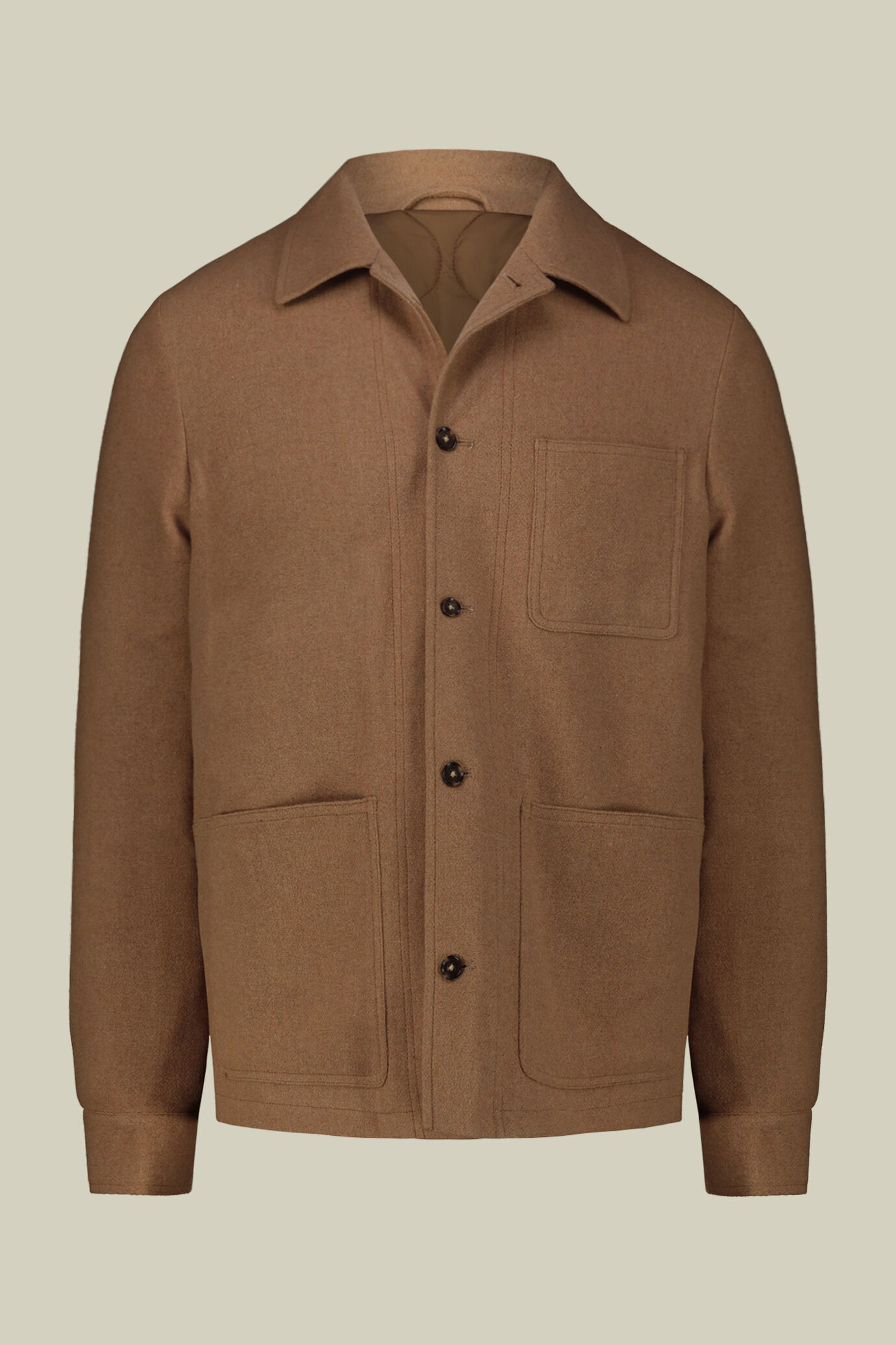 Men's overshirts in wool blend fabric with herringbone pattern regular fit image number 5