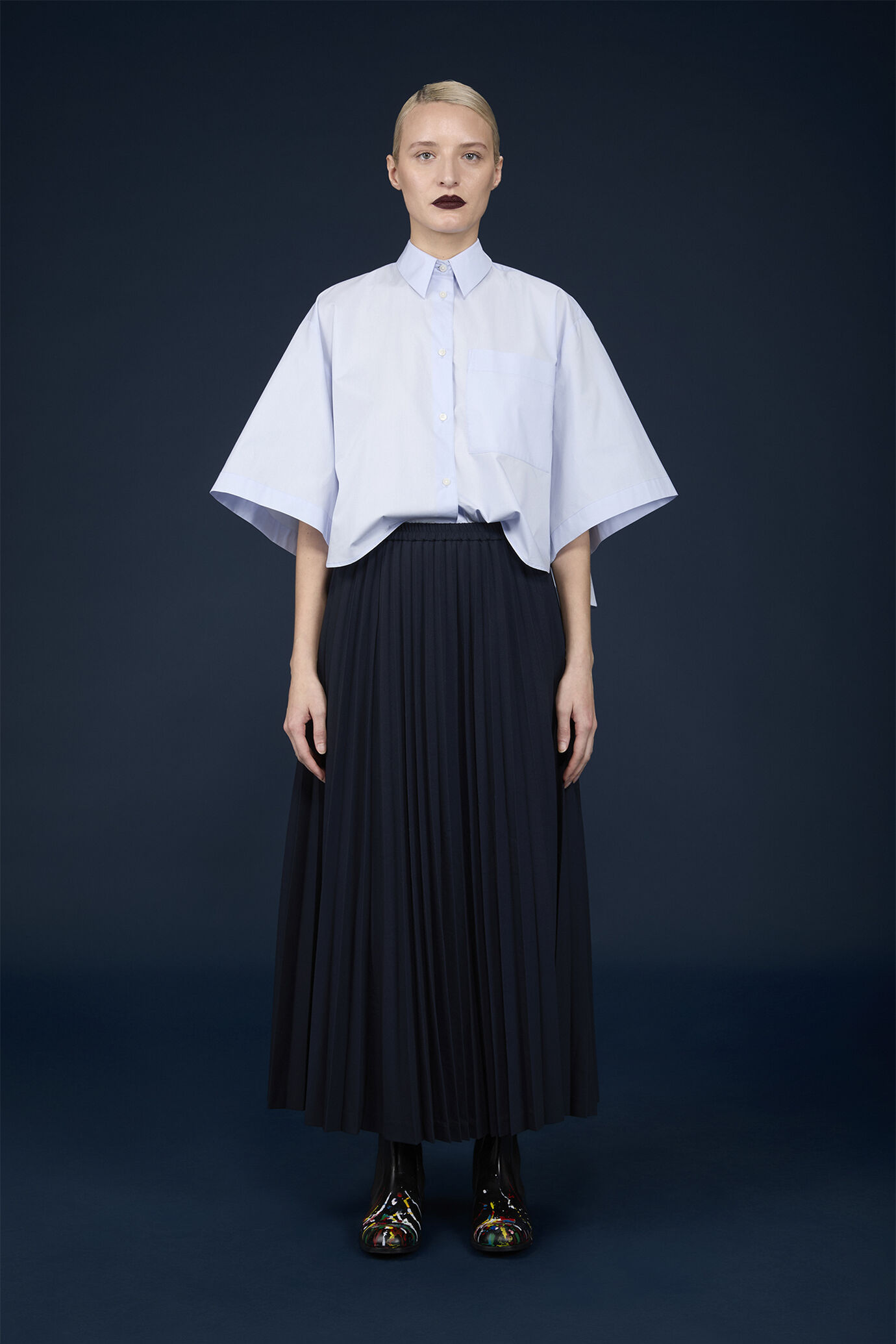 Jupe mi-longue pour femme, mod&egrave;le uni et pliss&eacute; image number 1