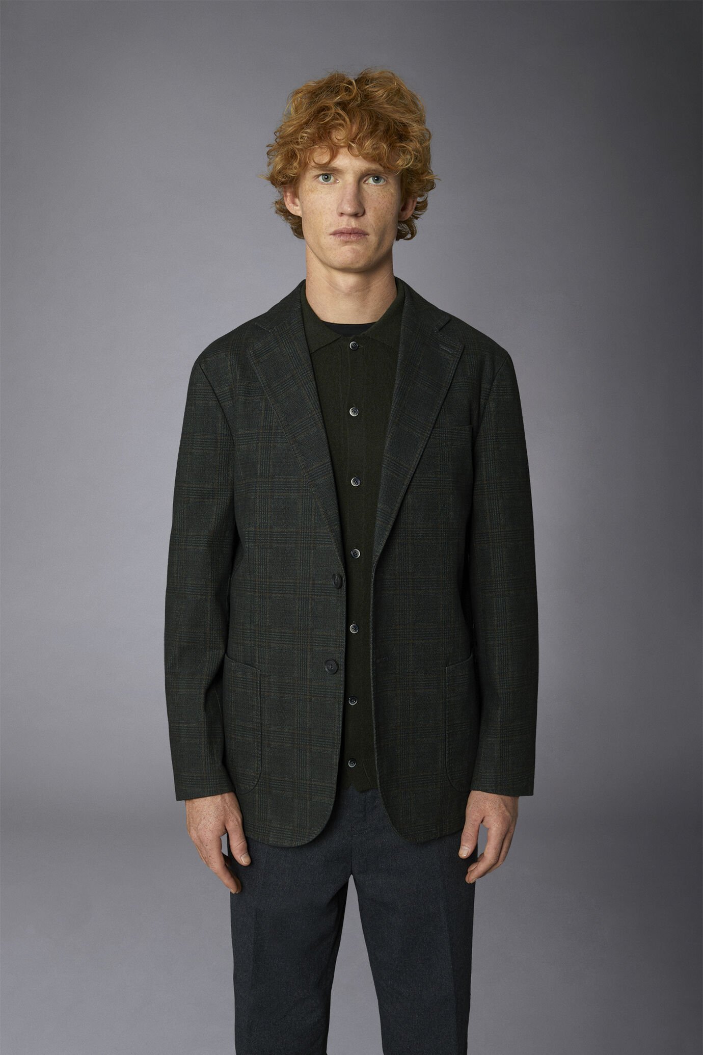 Regular fit genderless single-breasted jacket Prince of Wales fabric image number 2