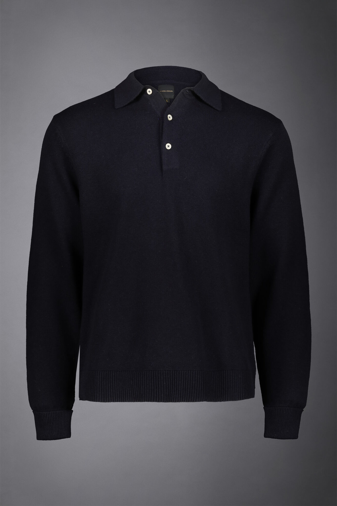 Polo in maglia uomo manica lunga in lana e cotone regular fit image number 4