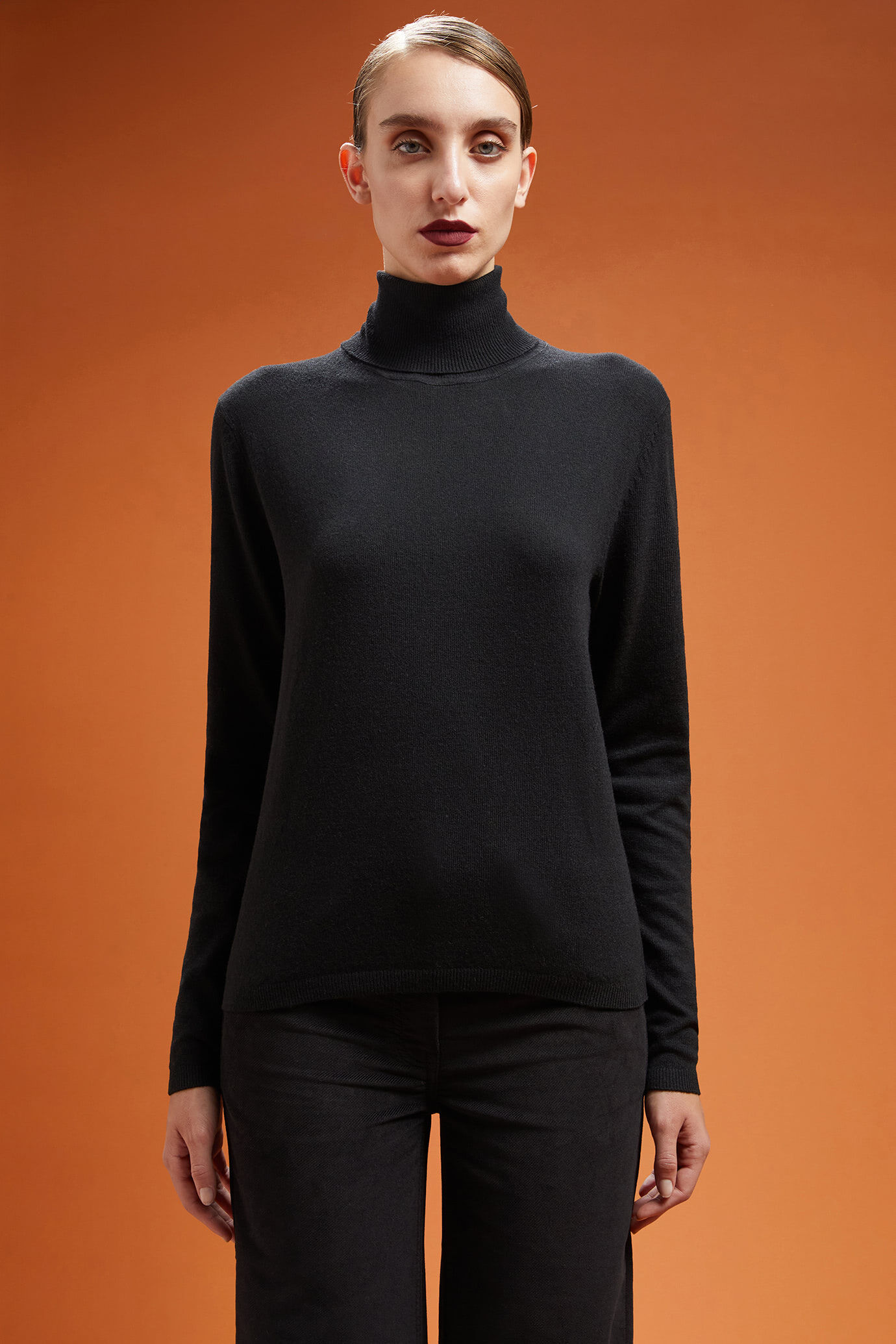Maglia donna collo alto misto lana a cachemire regular fit ...
