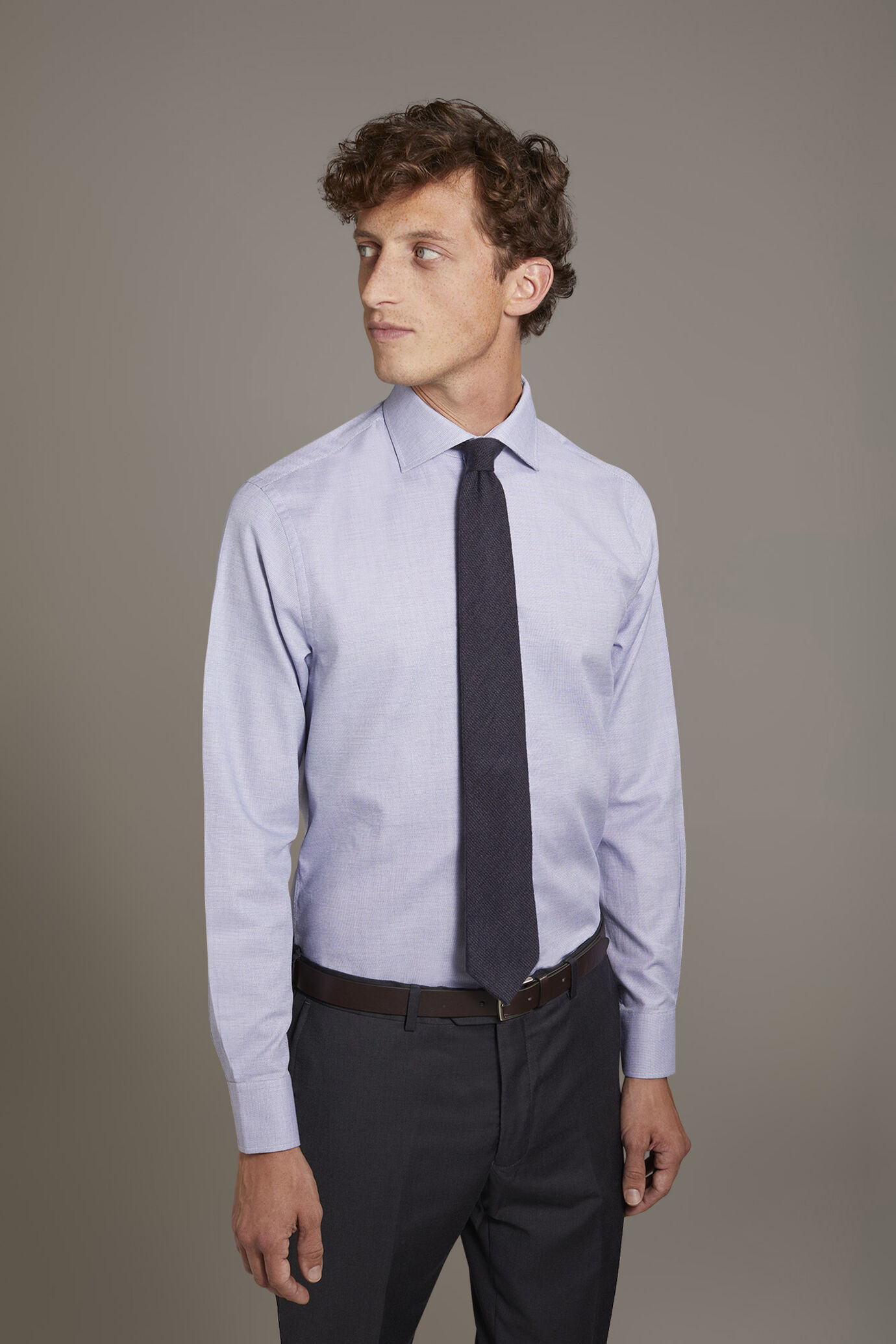Classic shirt with french collar classic fit dobby yarn-dyed