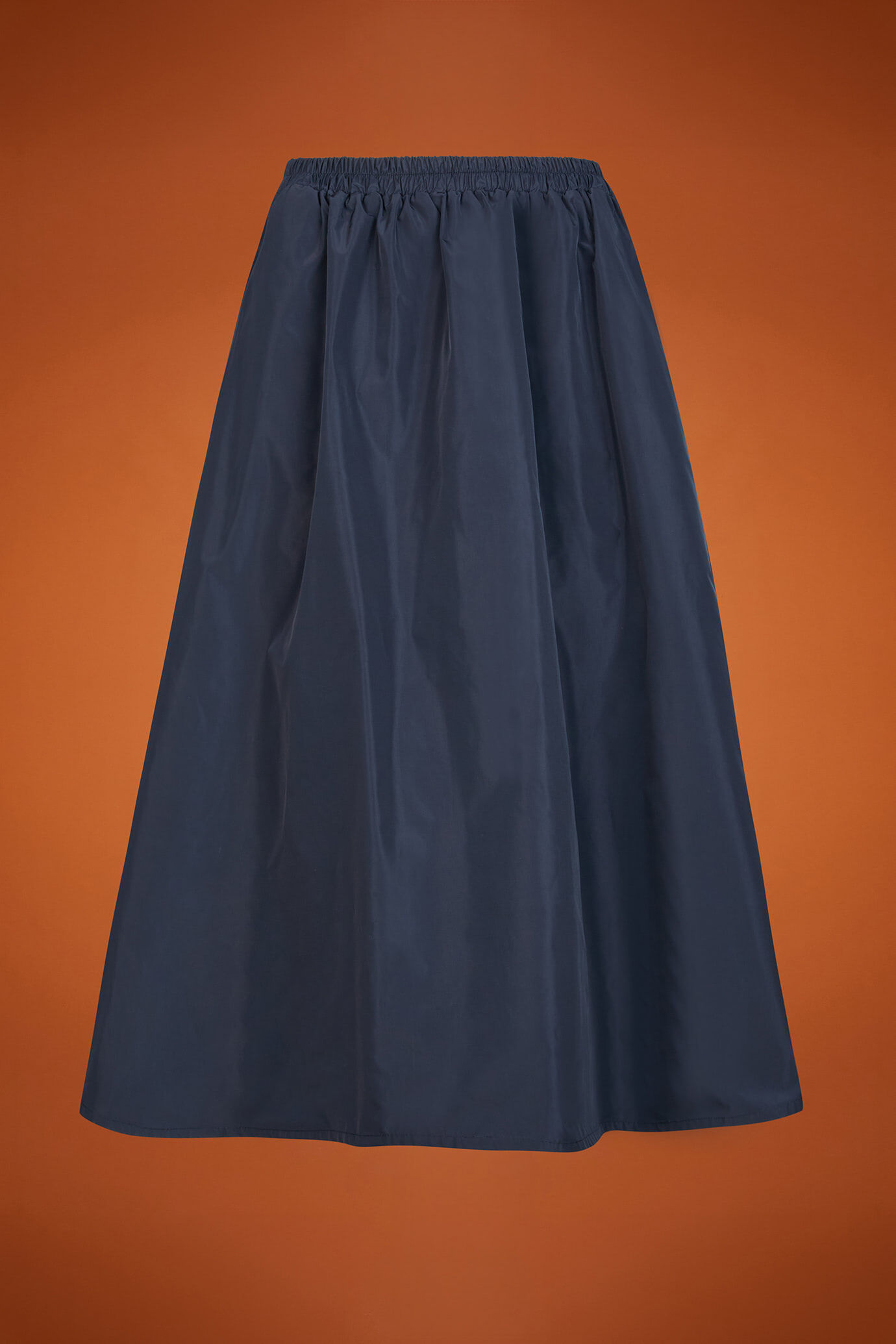 Women's regular fit long balloon skirt in plain taffeta with an elasticated waistband image number 5