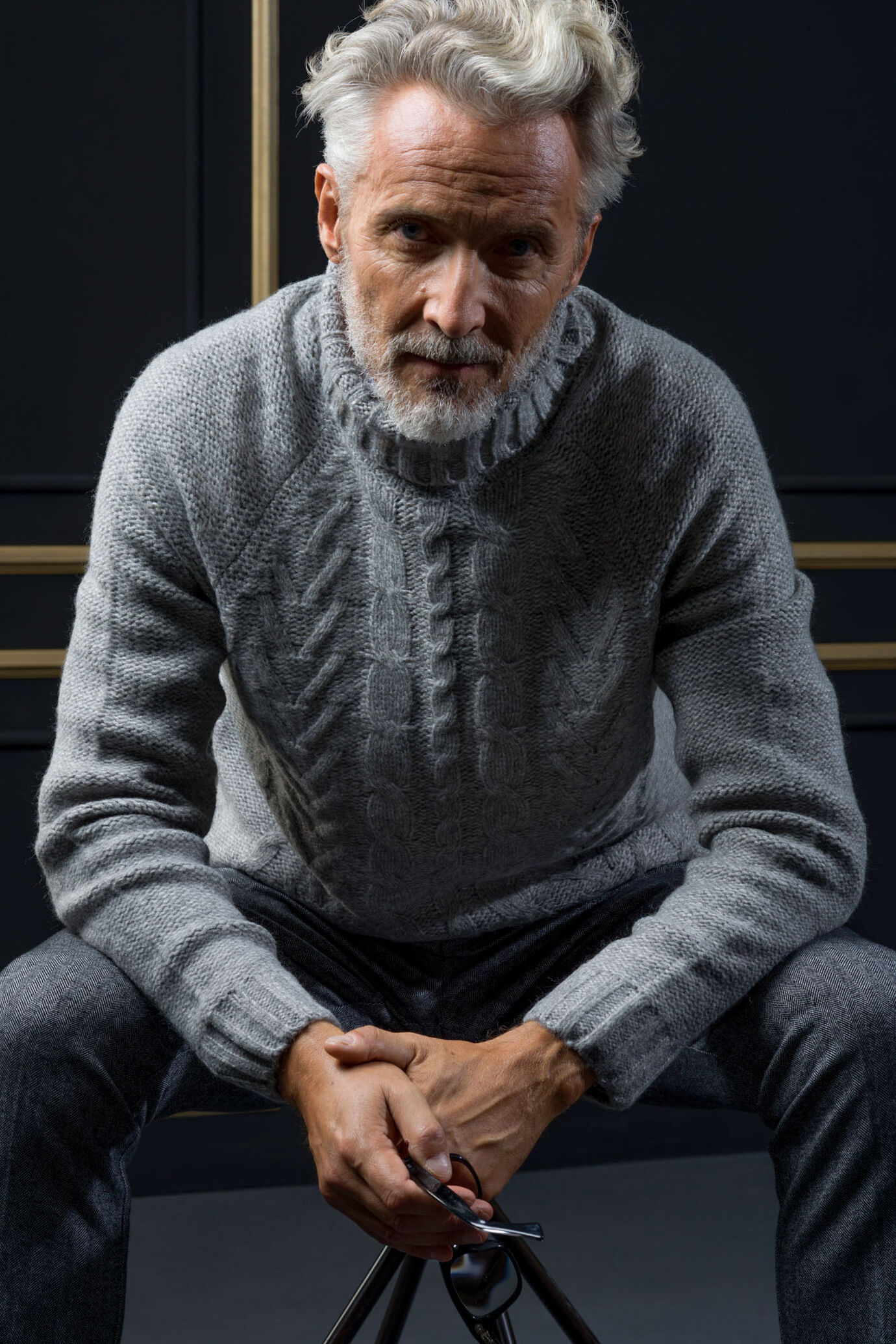 High neck cable sweater image number 0