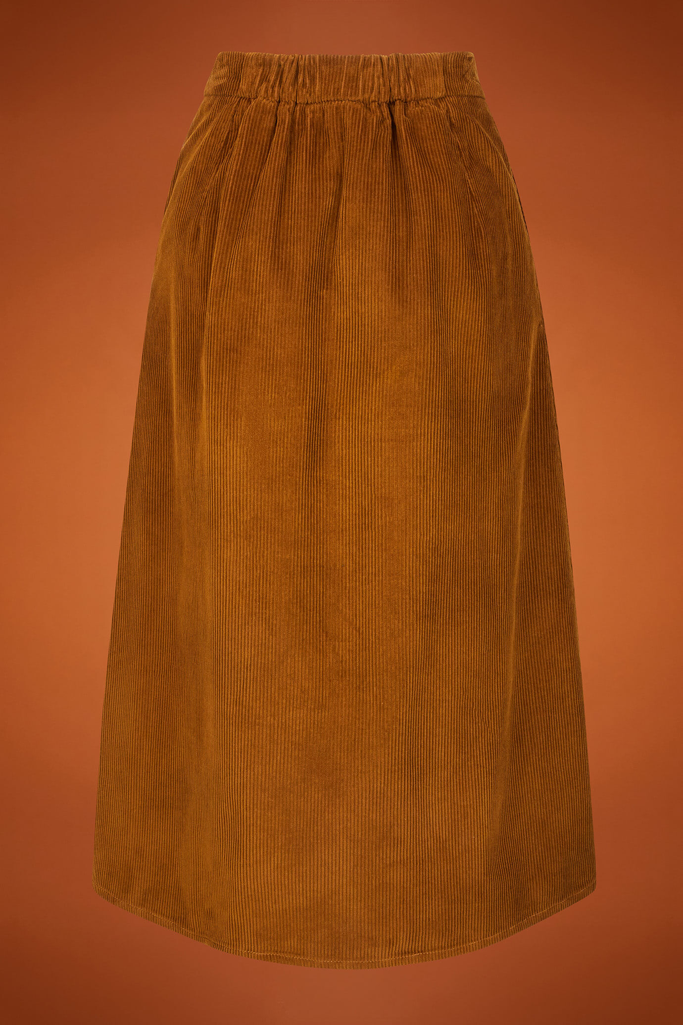 Women's regular fit midi skirt in plain corduroy image number 5