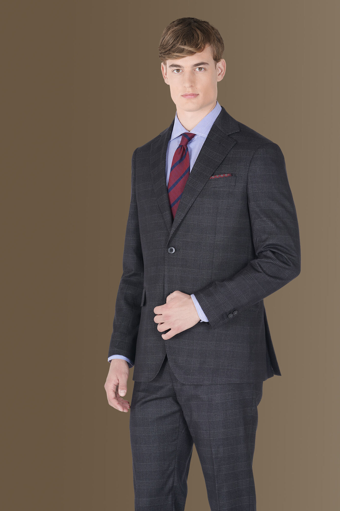Single-breasted check fabric suit image number 1