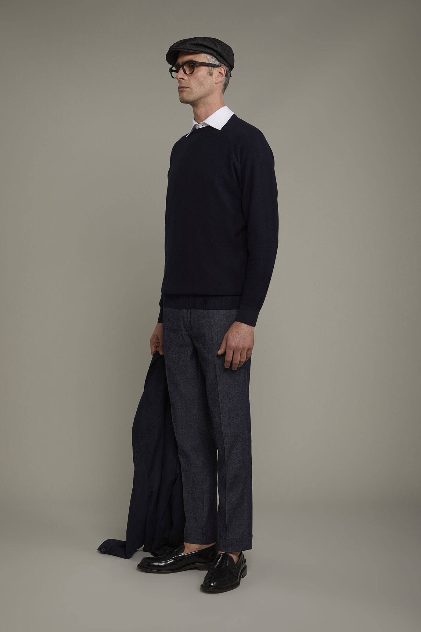 Men's Round neck raglan sweater 100% cotton regular fit image number 1