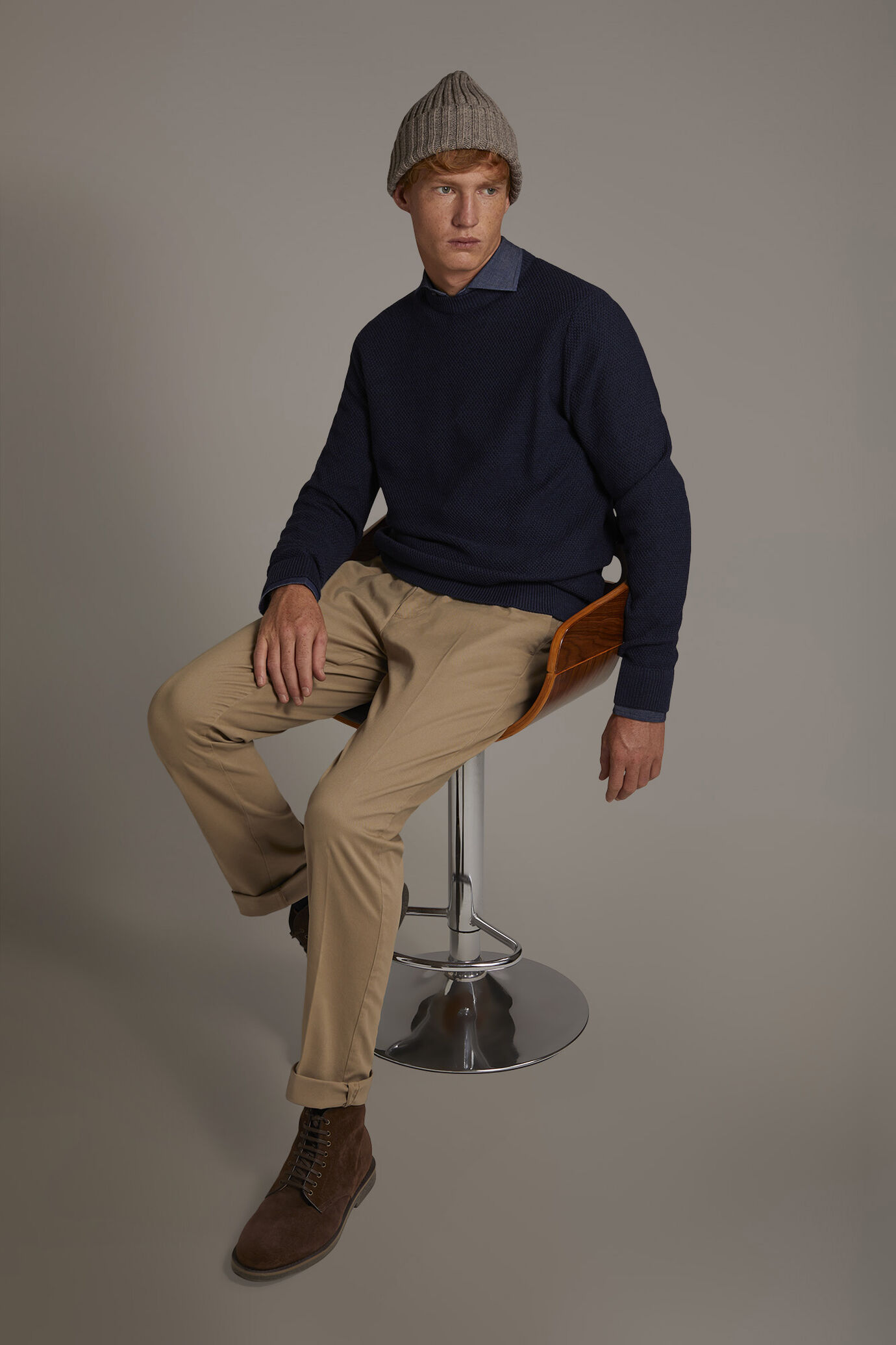 Pantalone chino uomo classico regular fit tessuto twill elasticizzato image number 0