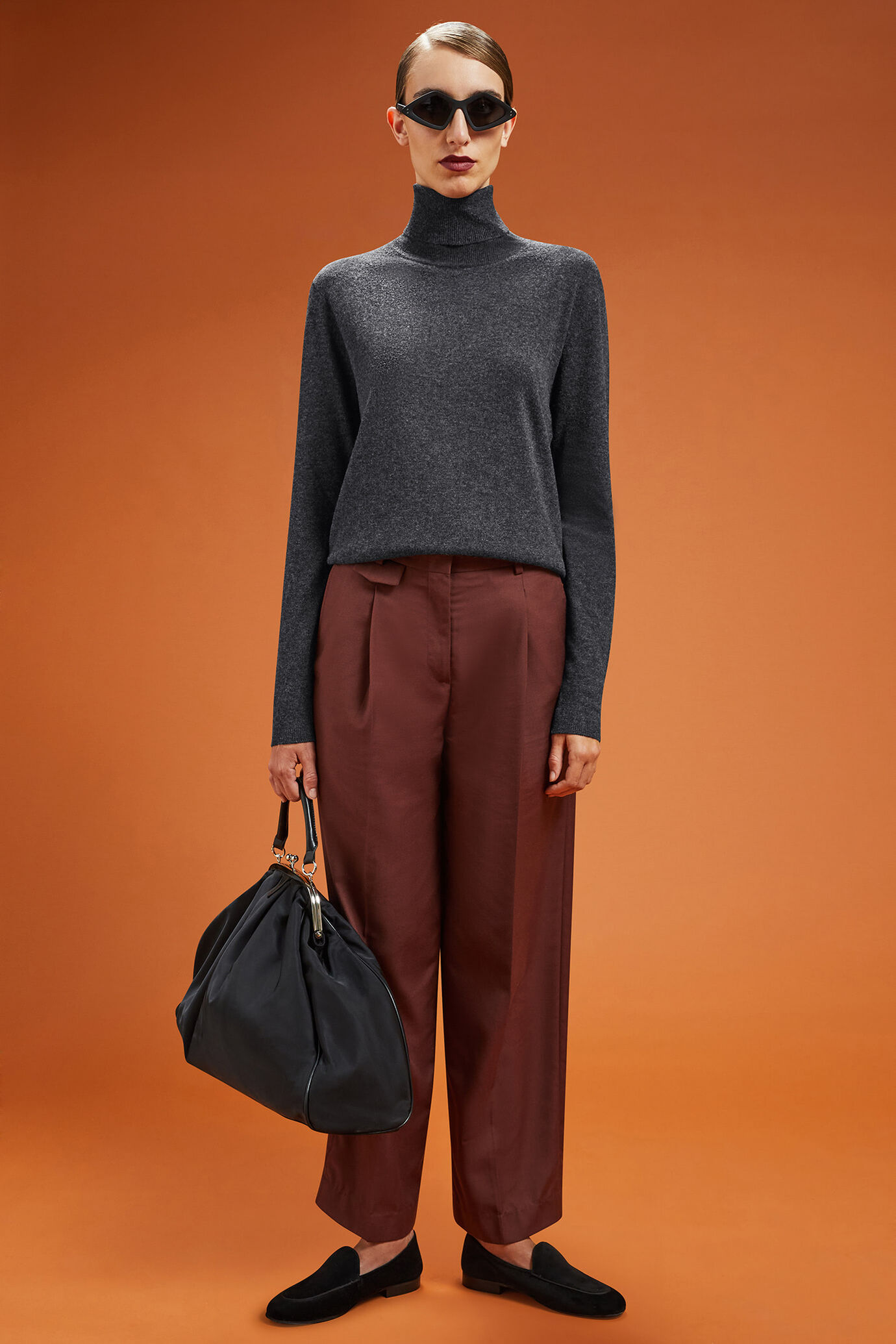 Pull col montant pour femme, coupe classique, en laine et cachemire image number 1