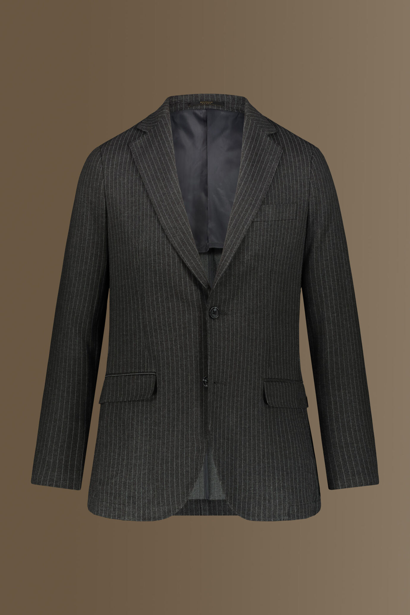 Single-breasted pinstripe jersey fabric suit image number 5