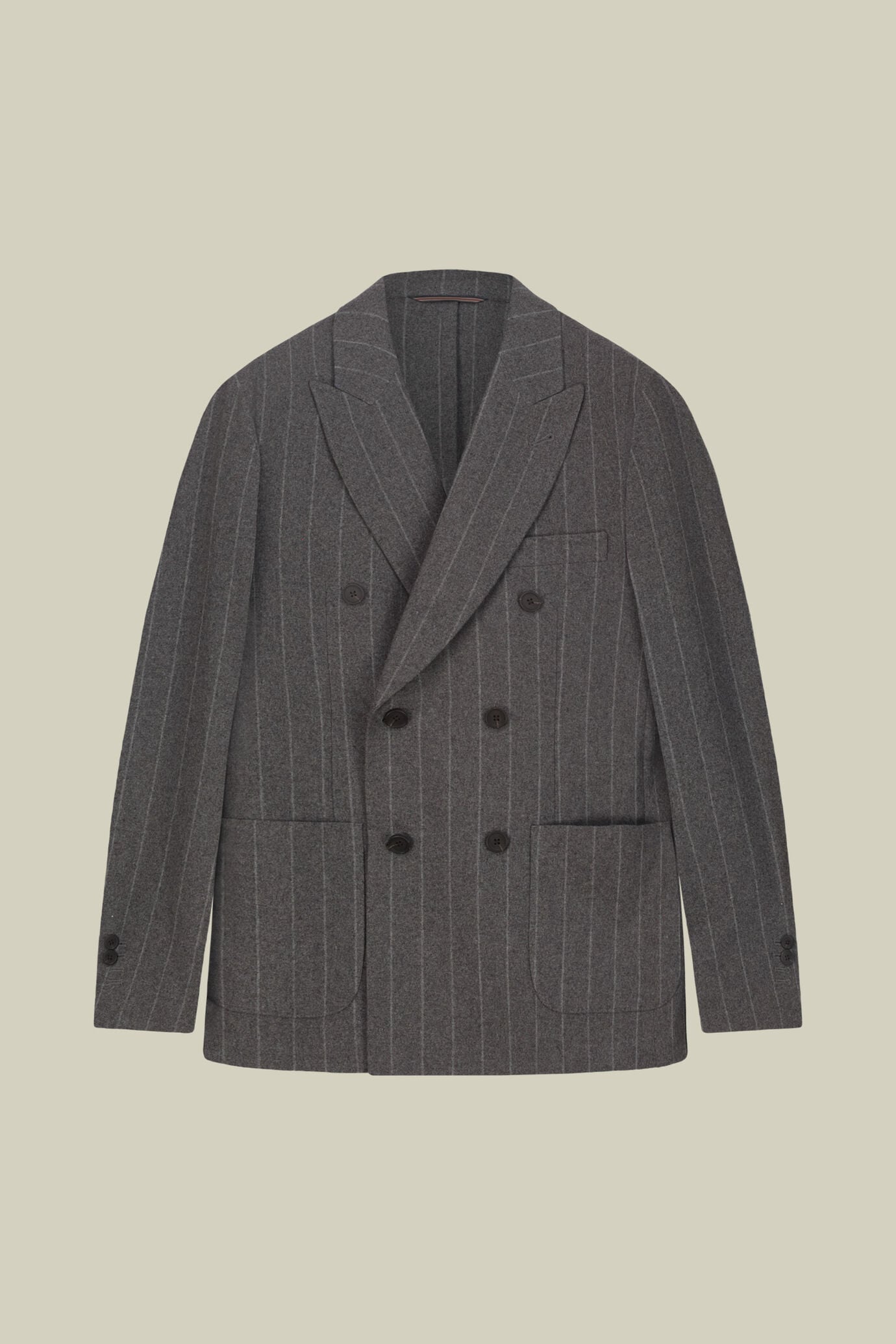 Veste homme sans doublure au double boutonnage en laine m&eacute;lang&eacute;e &agrave; tissu &agrave; rayures