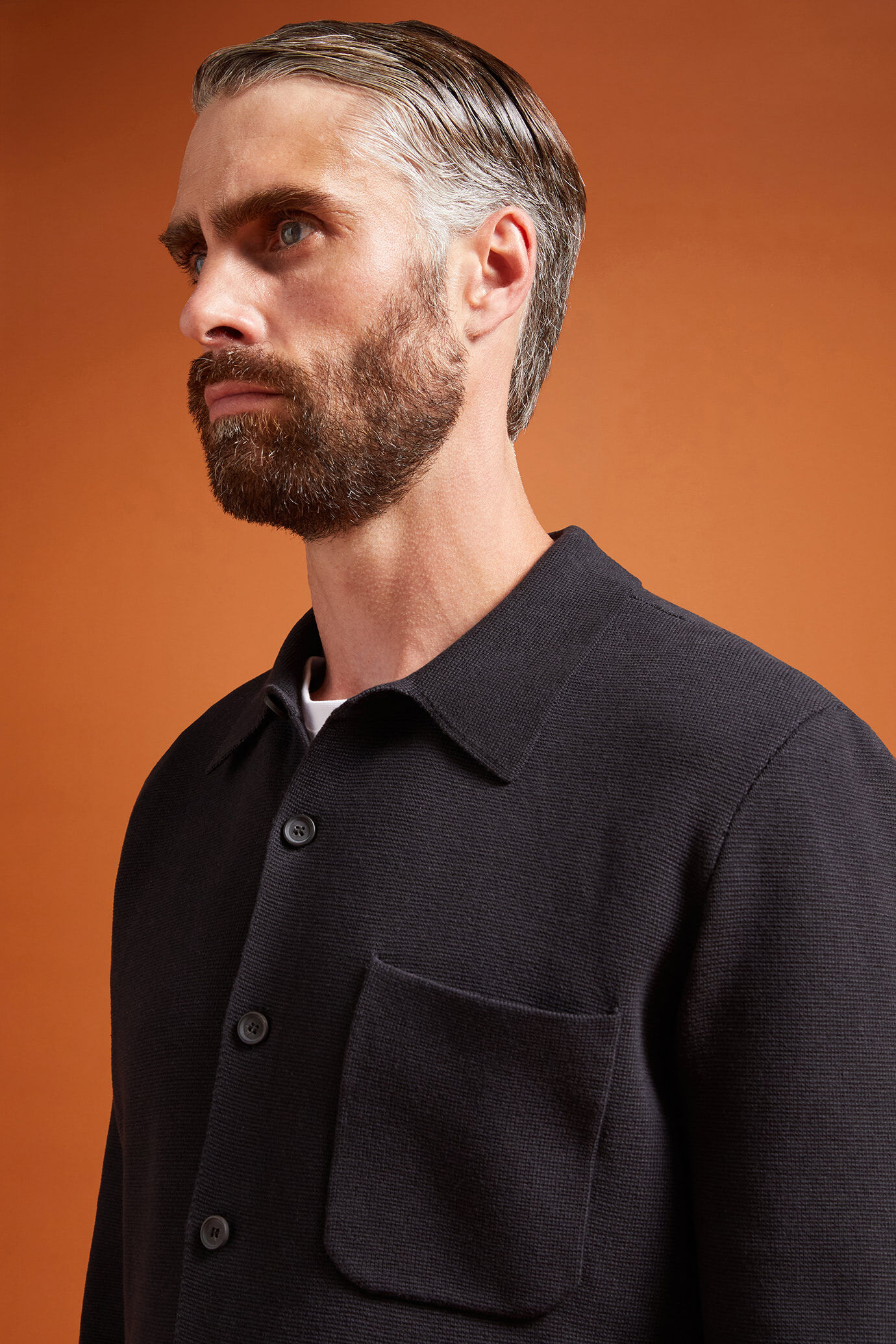Shacket uomo in jersey 100% cotone Punto Milano regular fit image number 3