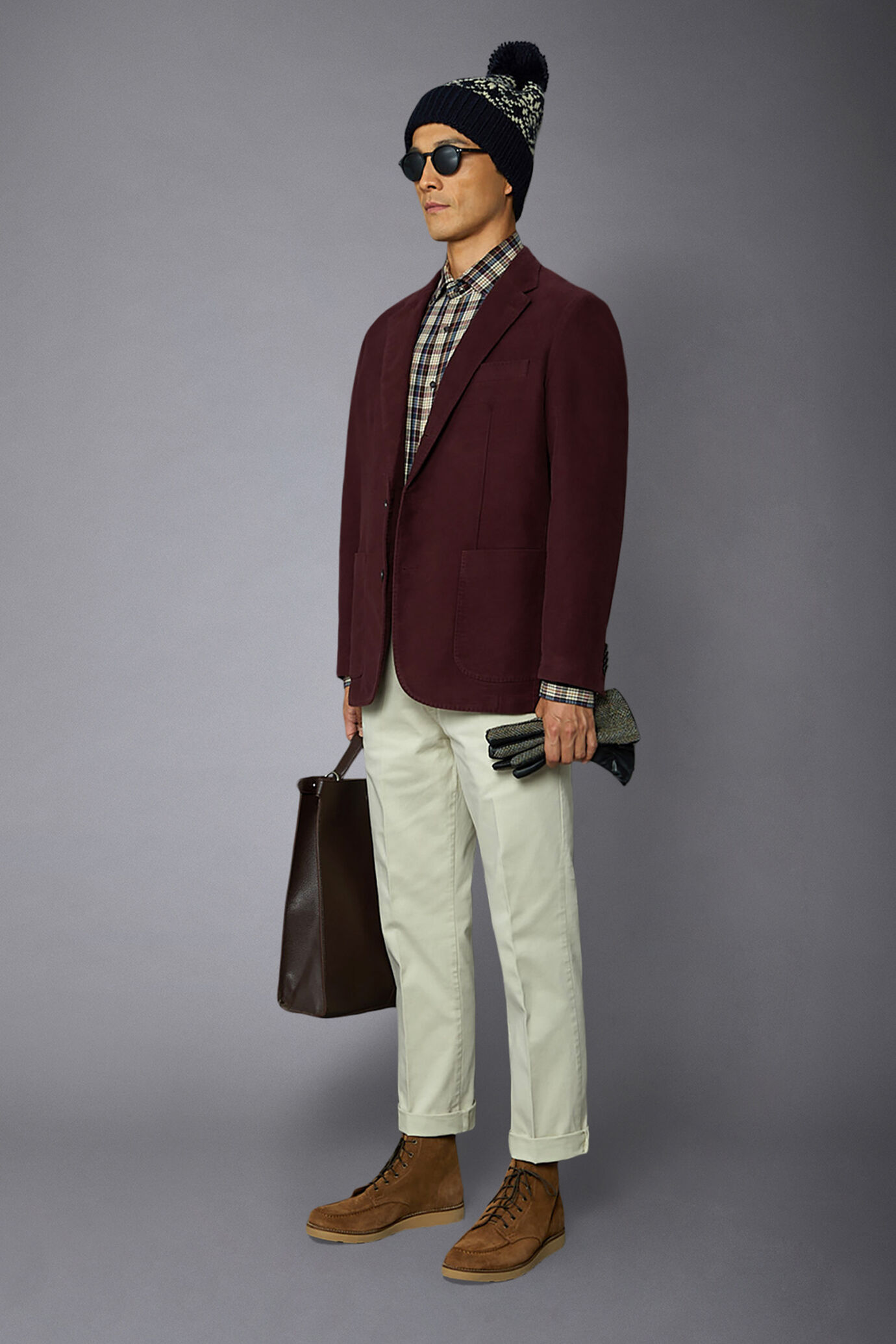 Giacca uomo monopetto in tessuto fustagno tinta unita regular fit image number 1