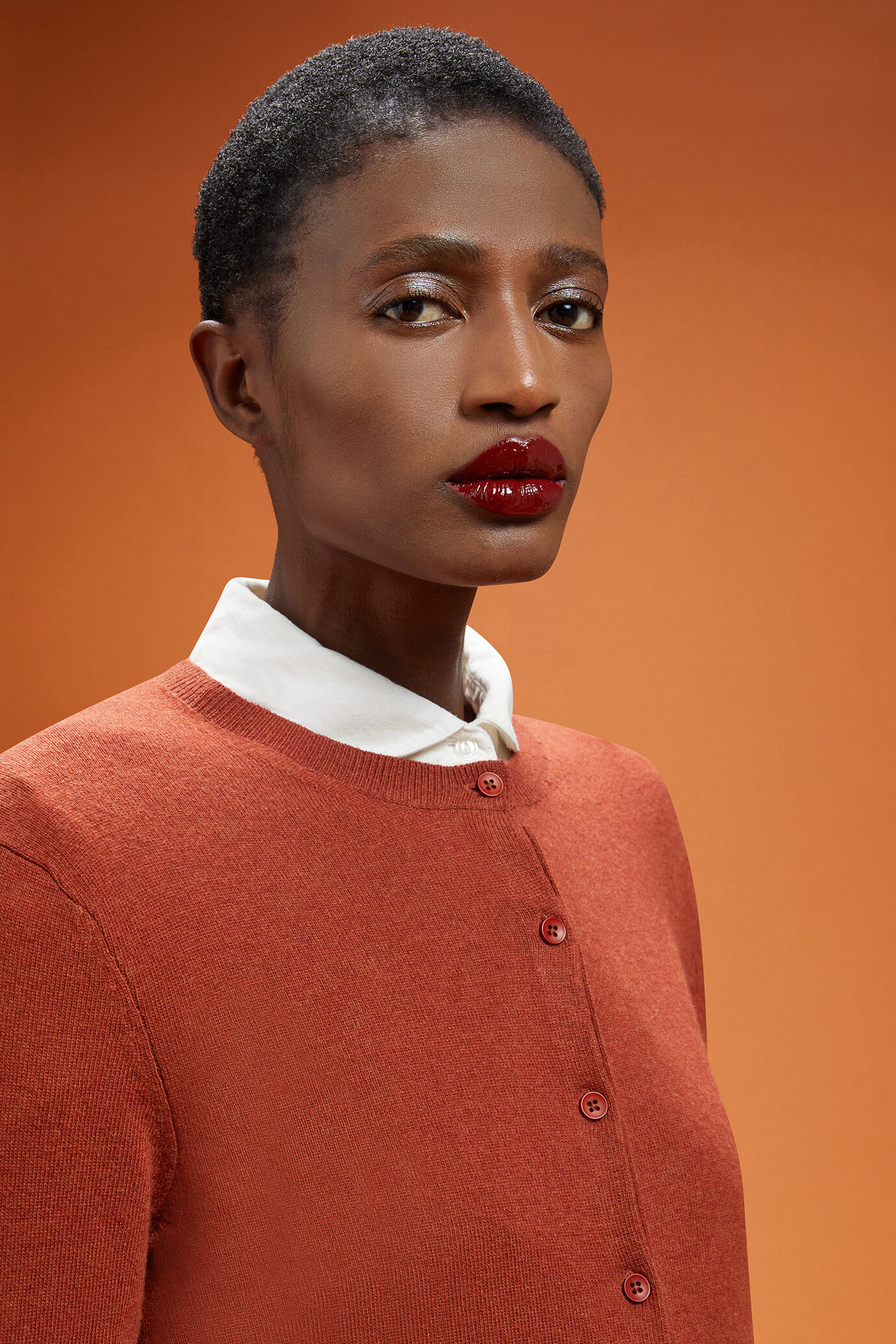 Cardigan pour femme, col rond, en laine et cachemire, coupe classique image number 3
