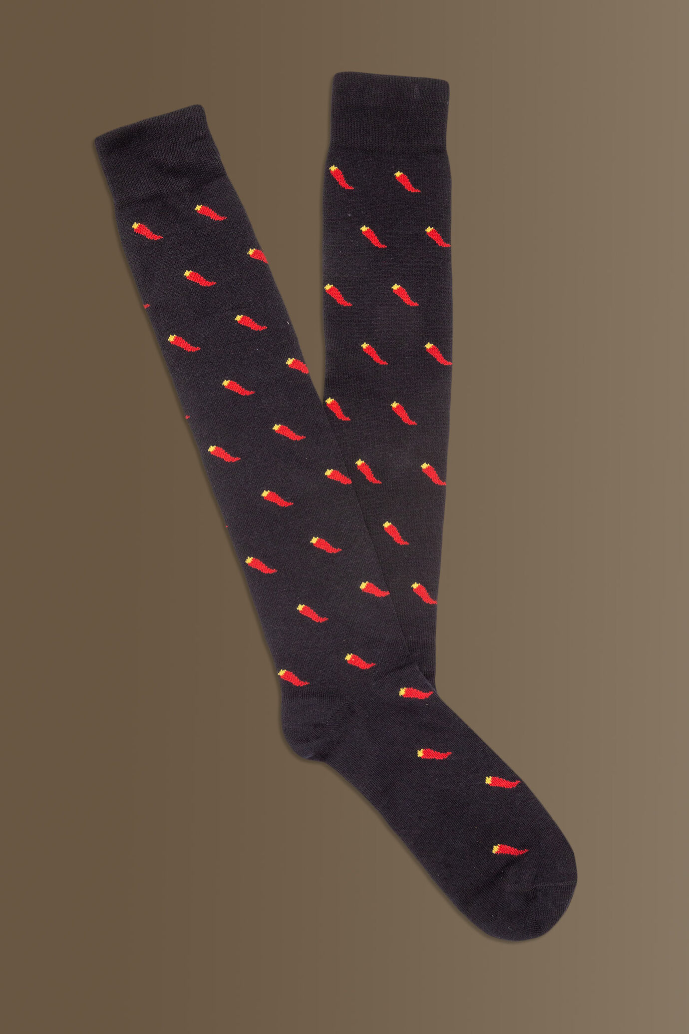 Calzini fantasia cornetti rossi in cotone elasticizzato image number 0