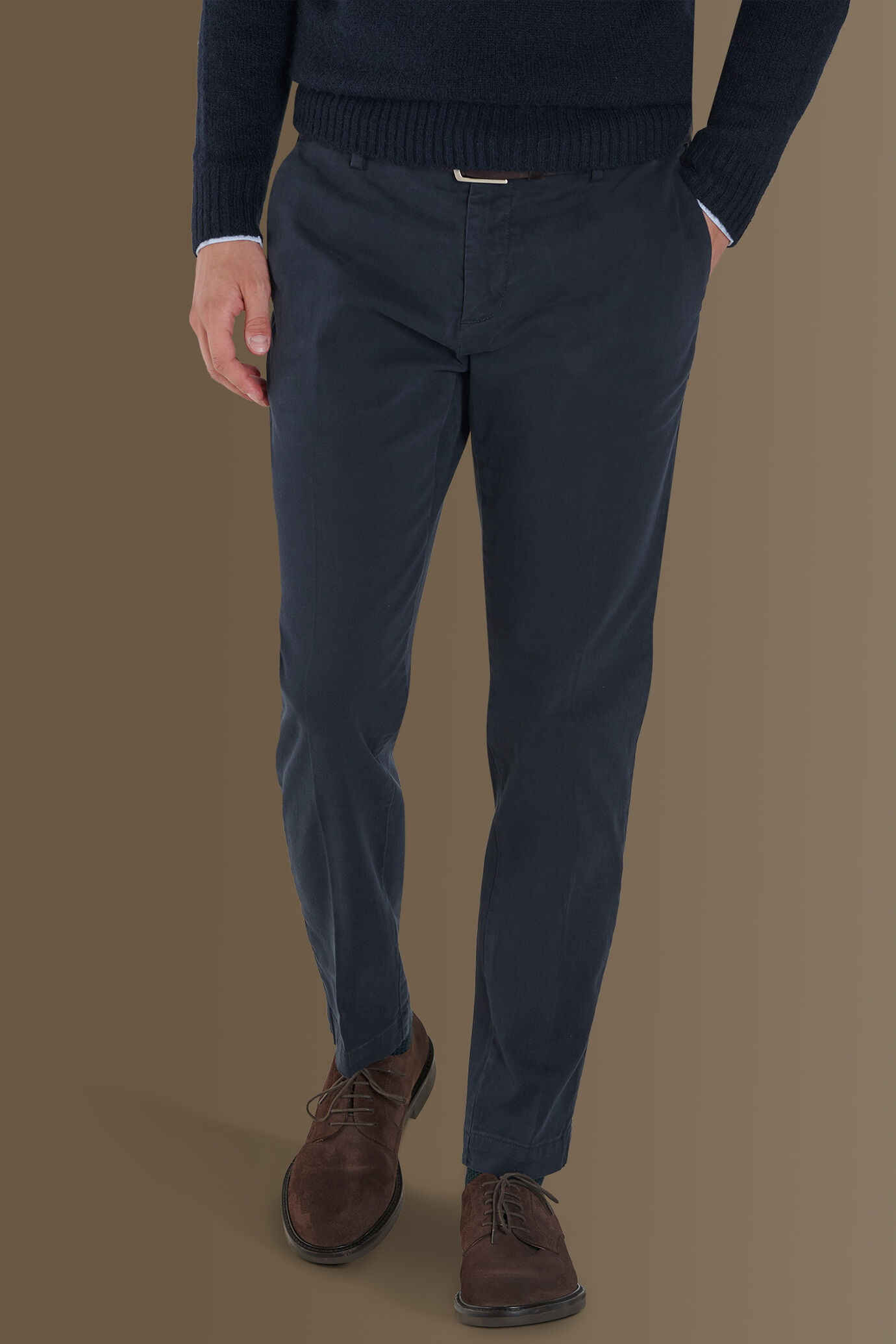 Pantalone classico chino twill elasticizzato image number 1