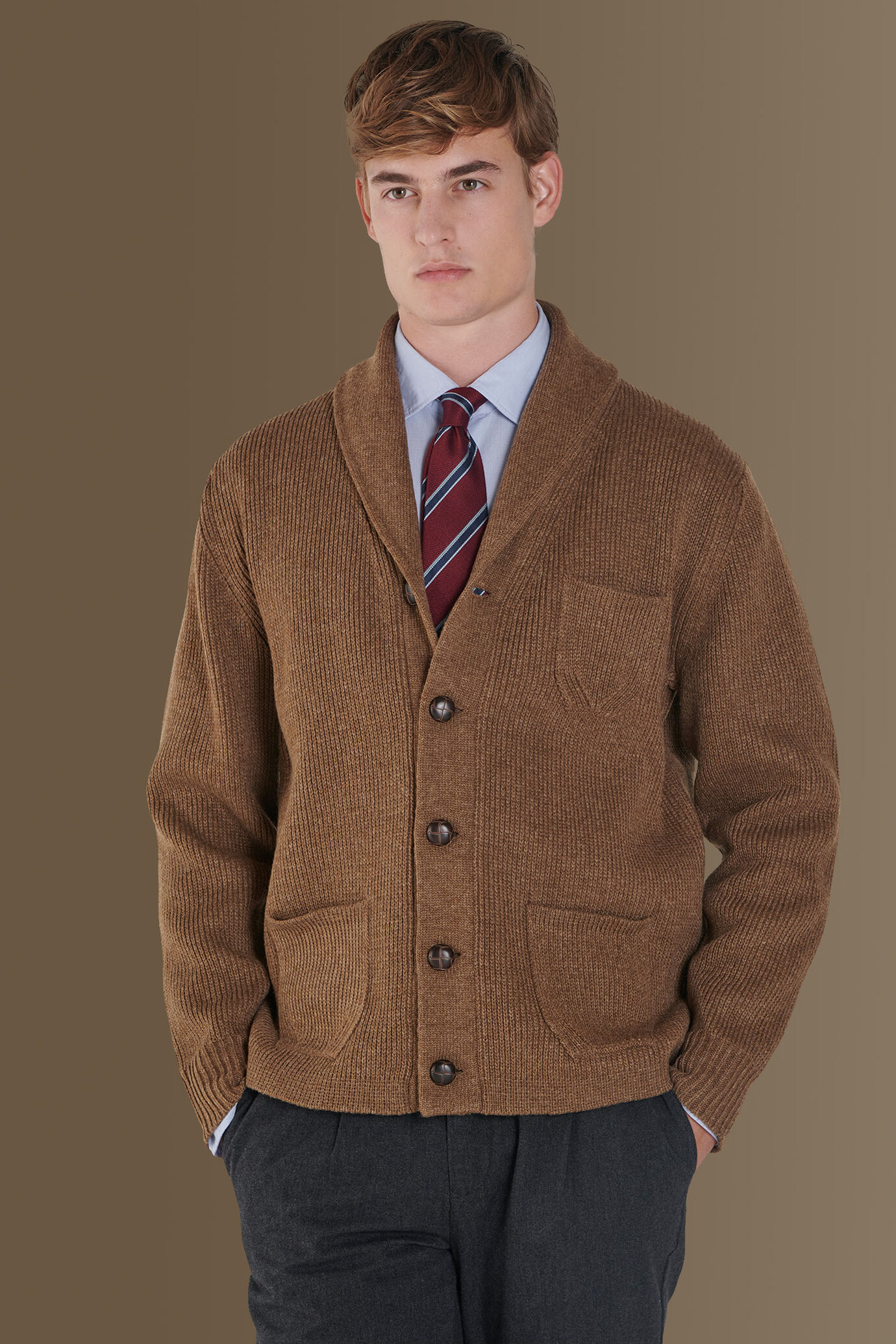 Cardigan con collo sciallato image number 0