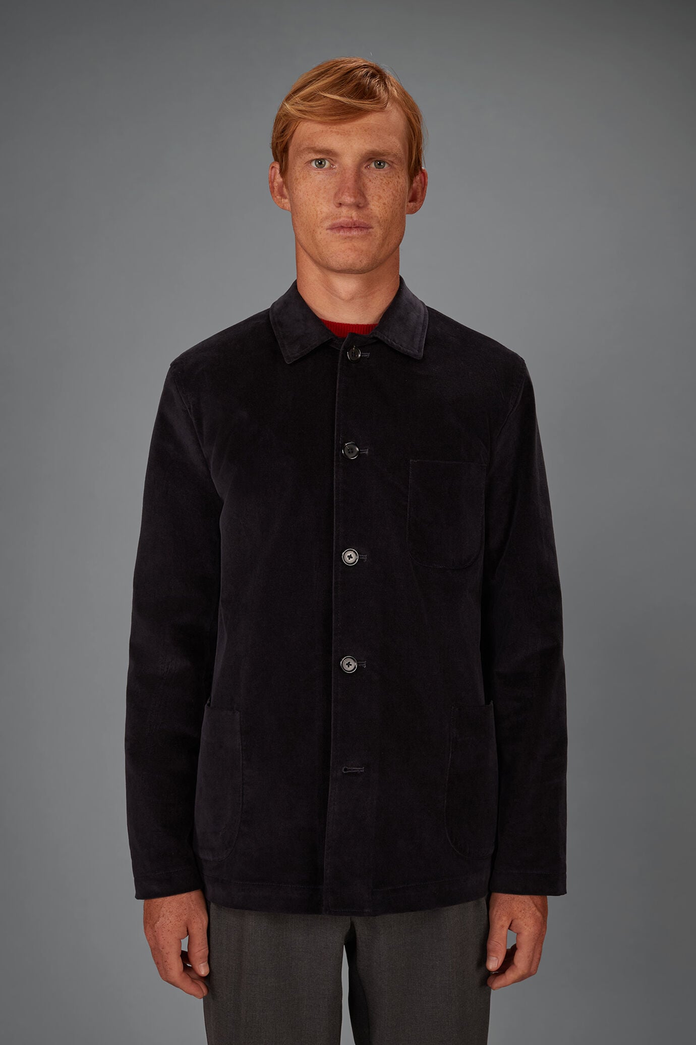 Shacket uomo sfoderata in velluto regular fit image number 1