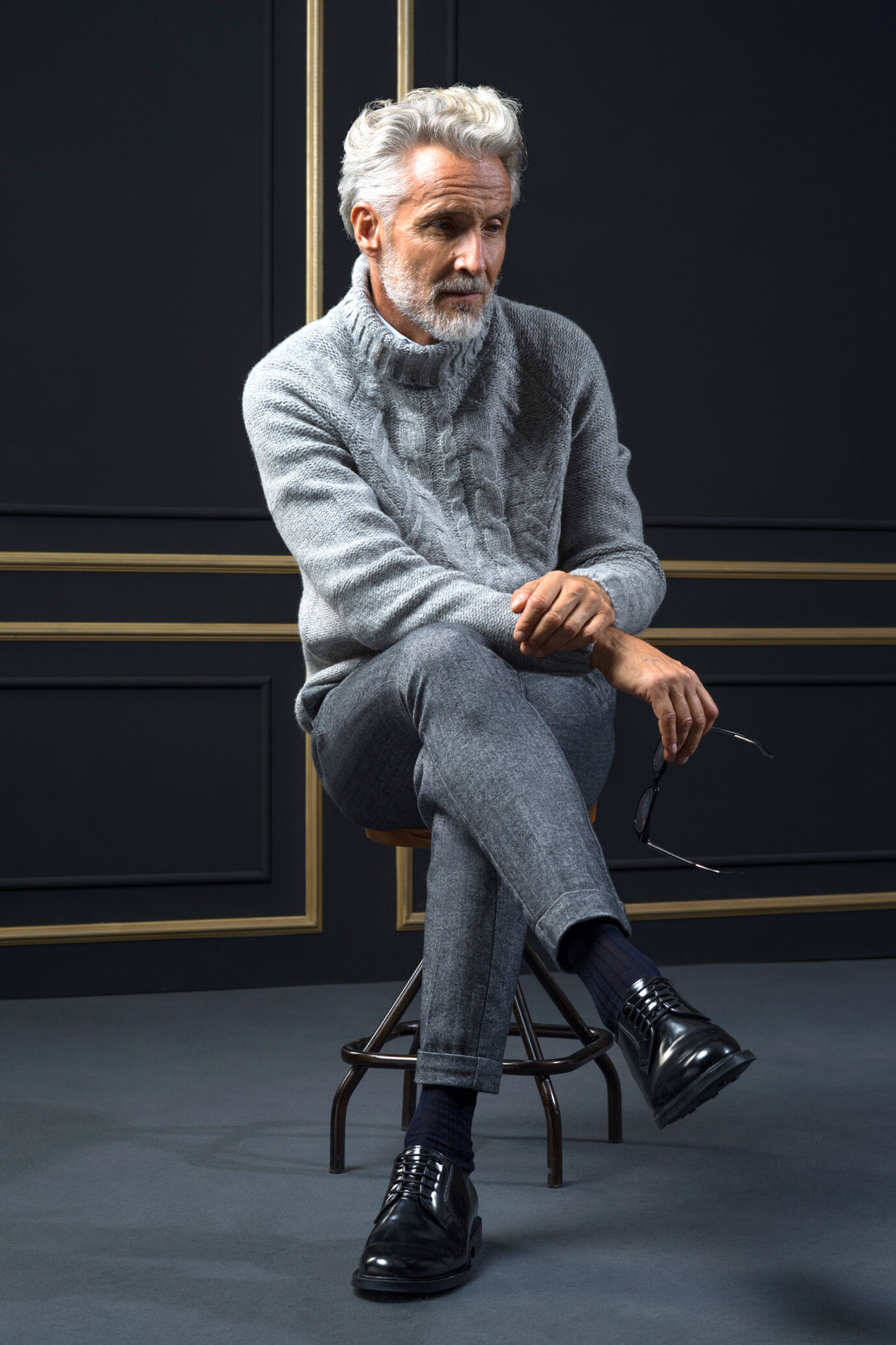 High neck cable sweater image number 1