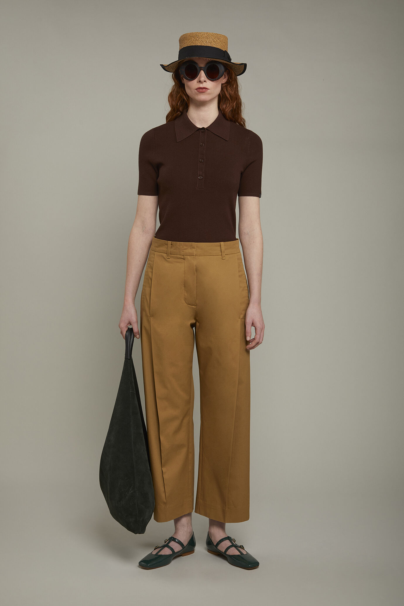 Polo femme en maille à manches courtes, couleur unie image number 0