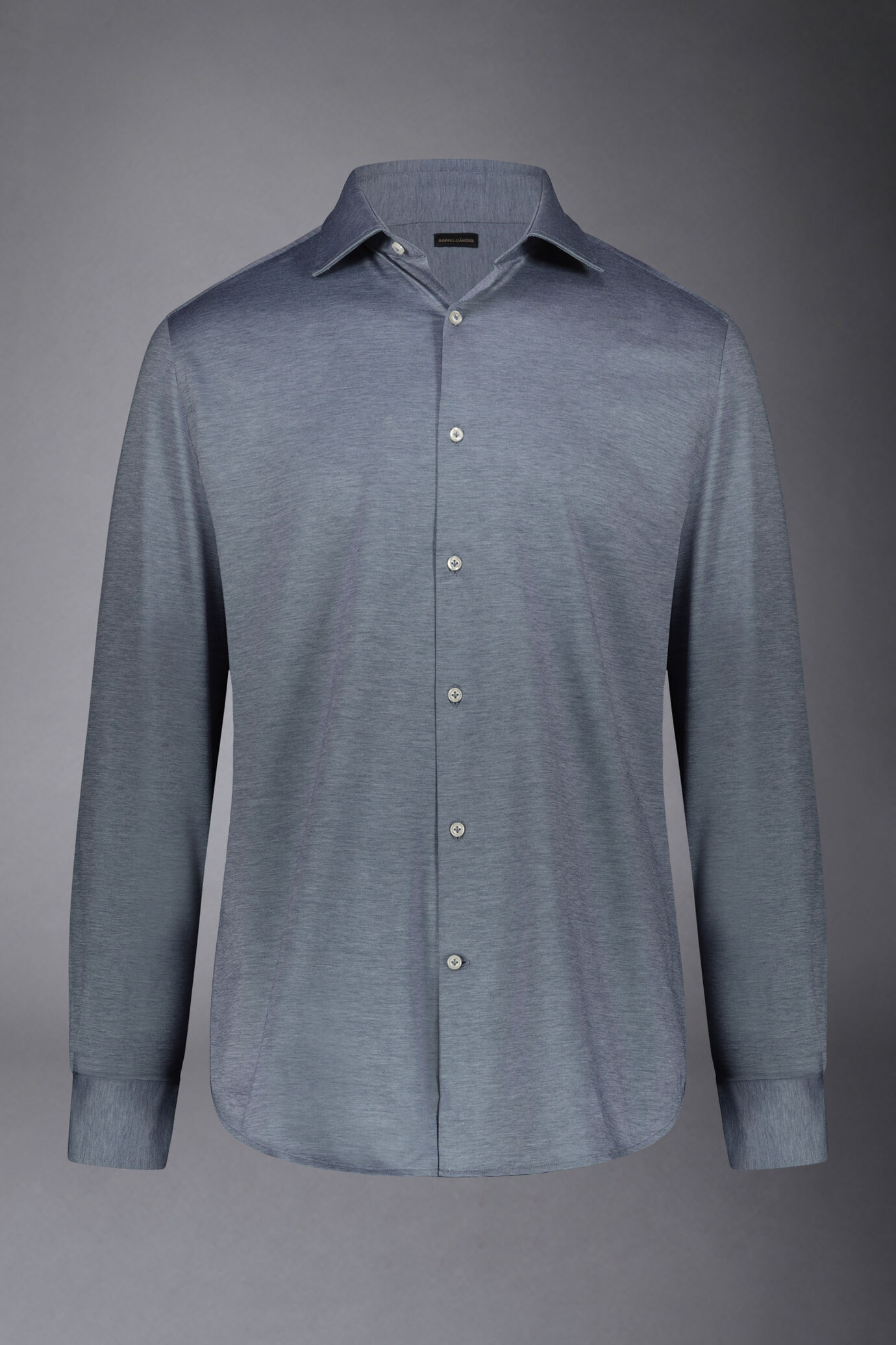 Camicia classica genderless in jersey collo francese comfort fit tessuto stampato melange image number 4