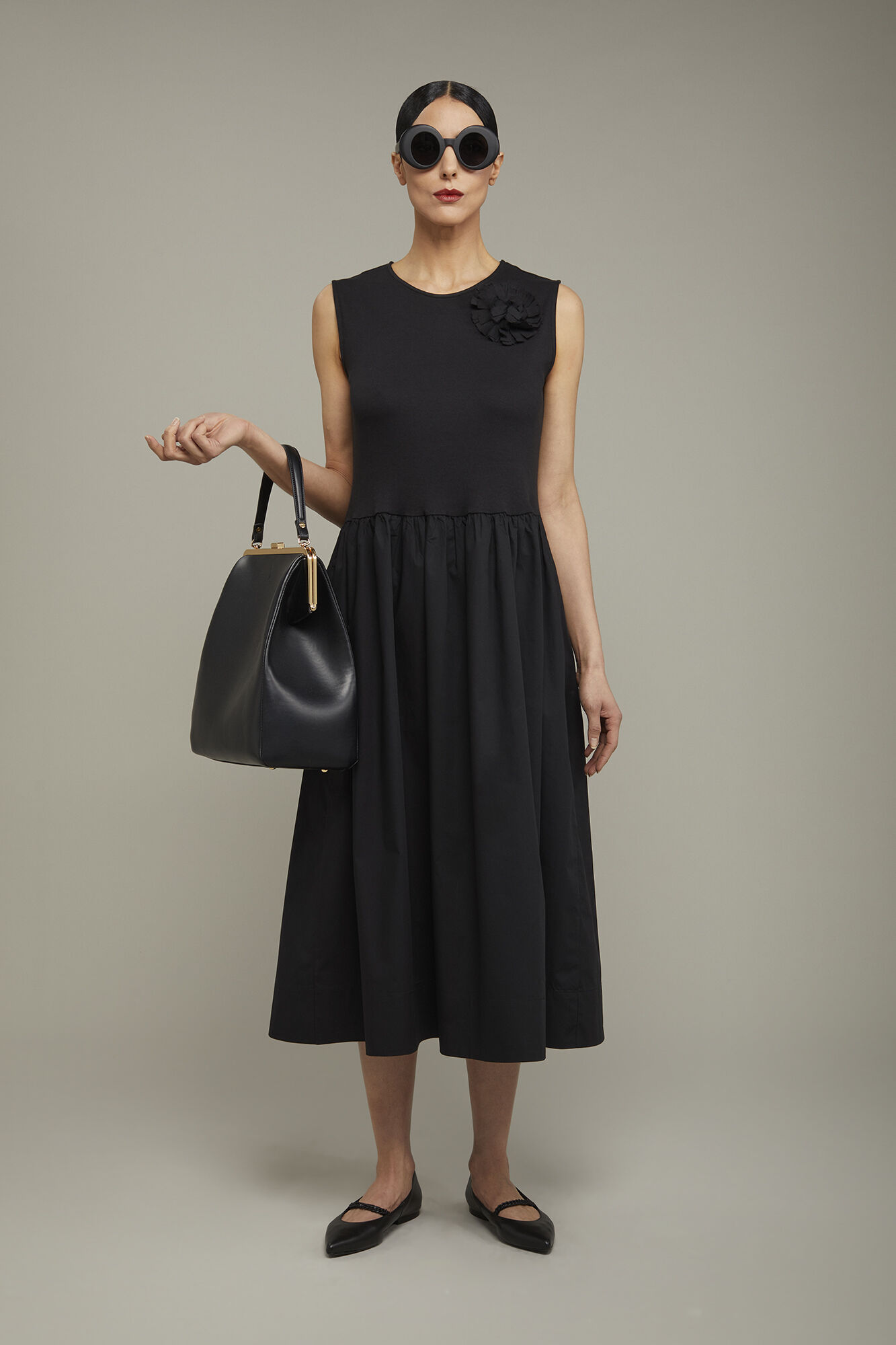 Abito midi donna smanicato 100% cotone in jersey regular fit