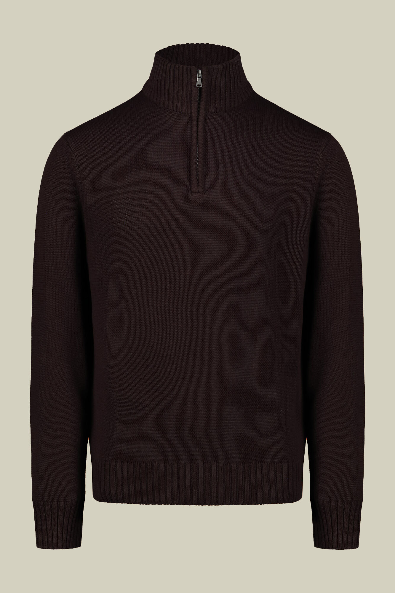 Men's high neck zip sweater in English rib regular fit