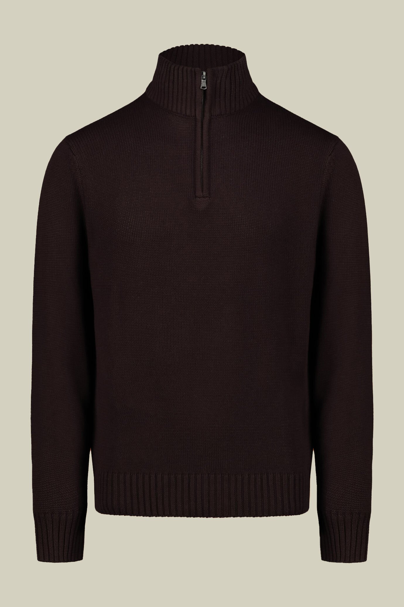 Men's high neck zip sweater in English rib regular fit image number 4