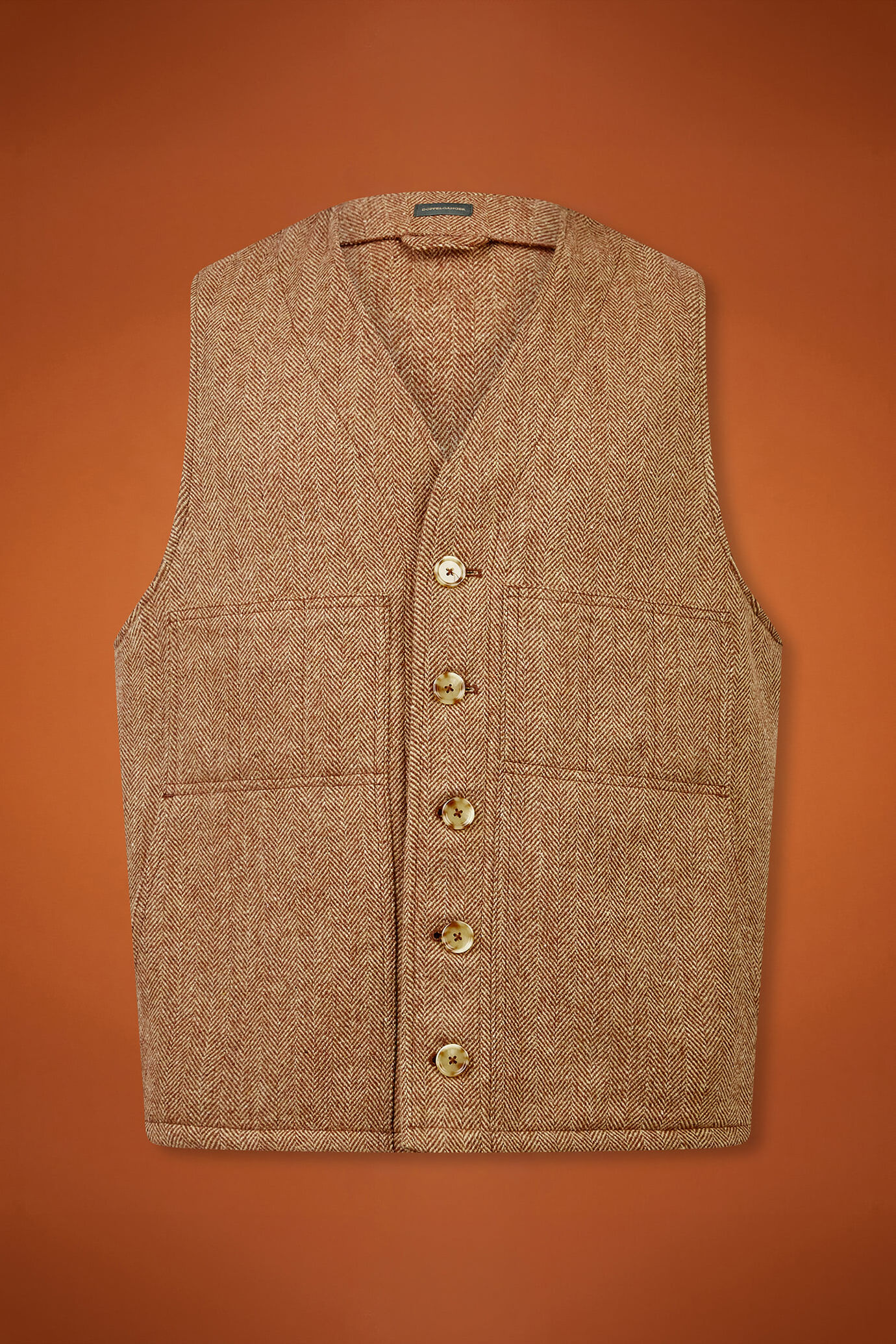 Einreihige Herrenweste mit V-Ausschnitt und Grätenmuster aus Tweed-Wollgemisch in normaler Passform image number 5
