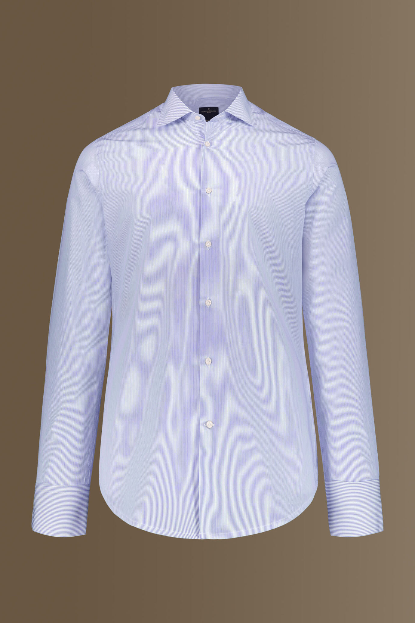 Camicia classica collo francese uomo 100% cotone tinto filo a righe image number 4