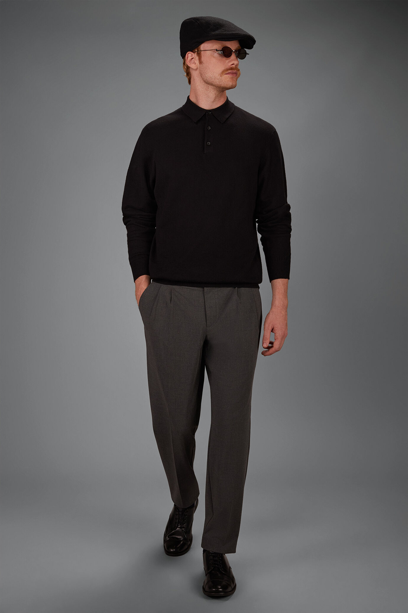 Polo uomo in maglia misto lana e cotone regular fit image number 0