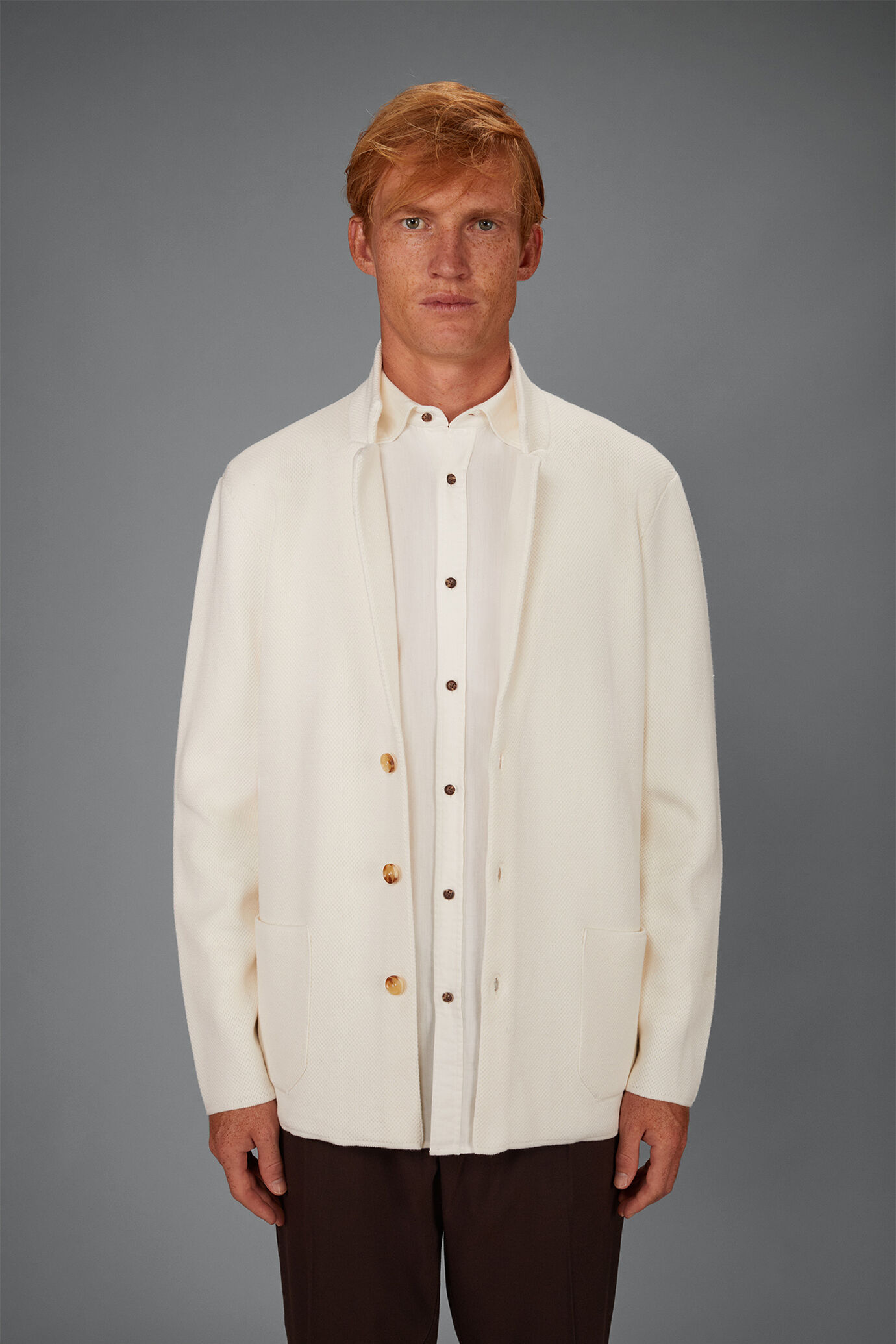 Herren-Strickjacke mit Wabenmuster aus 100% Baumwolle regul&auml;re Passform image number 1