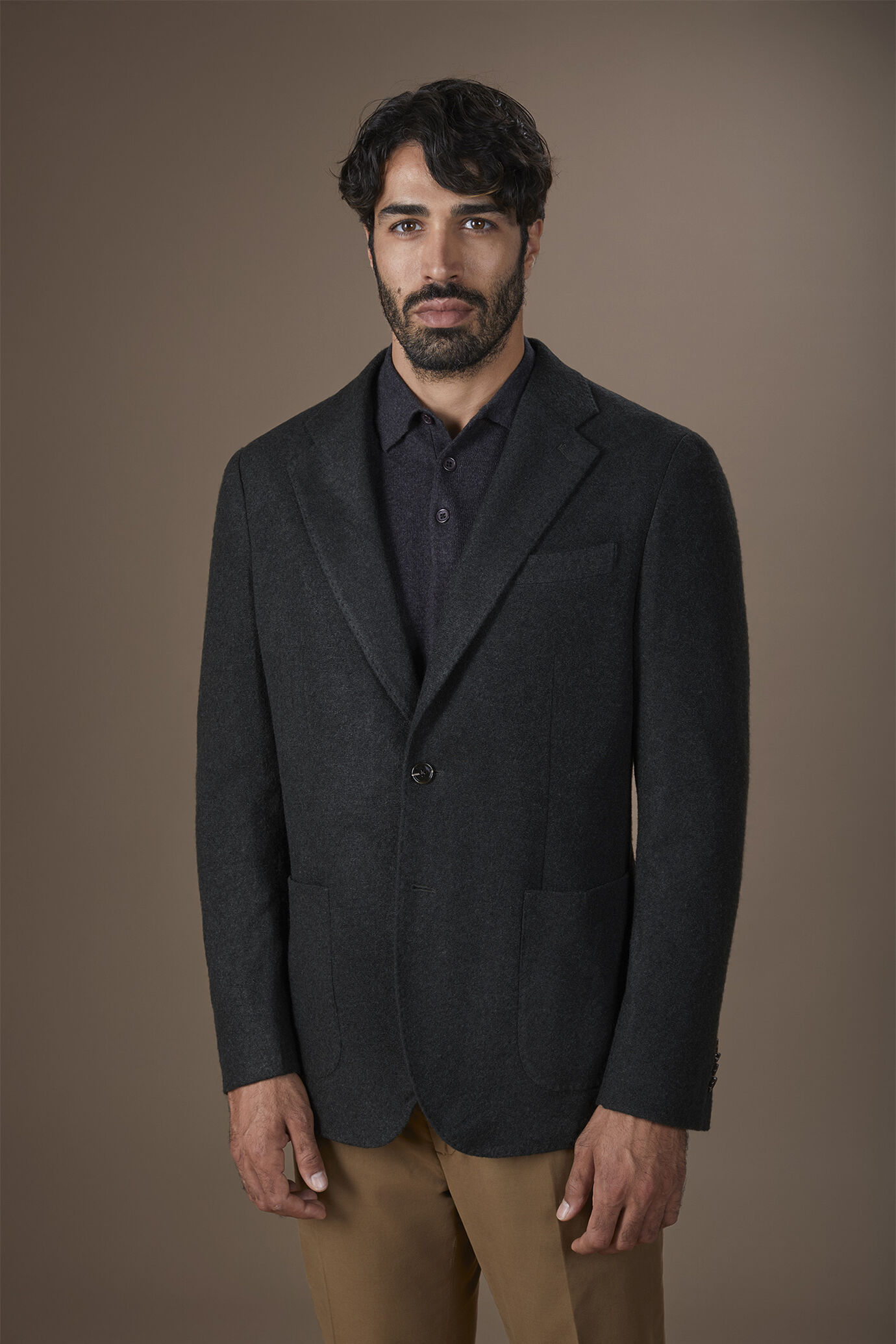 Giacca uomo monopetto sfoderata in misto lana regular fit image number 1