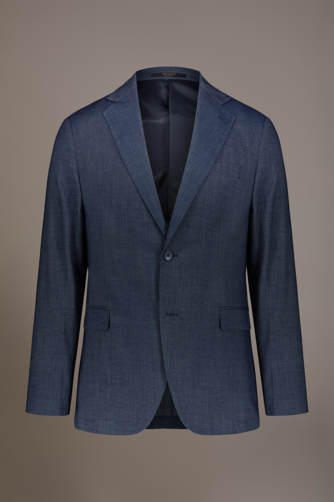 Einreihiger Anzug in normaler Passform aus Stoff mit Denim-Effekt image number 4