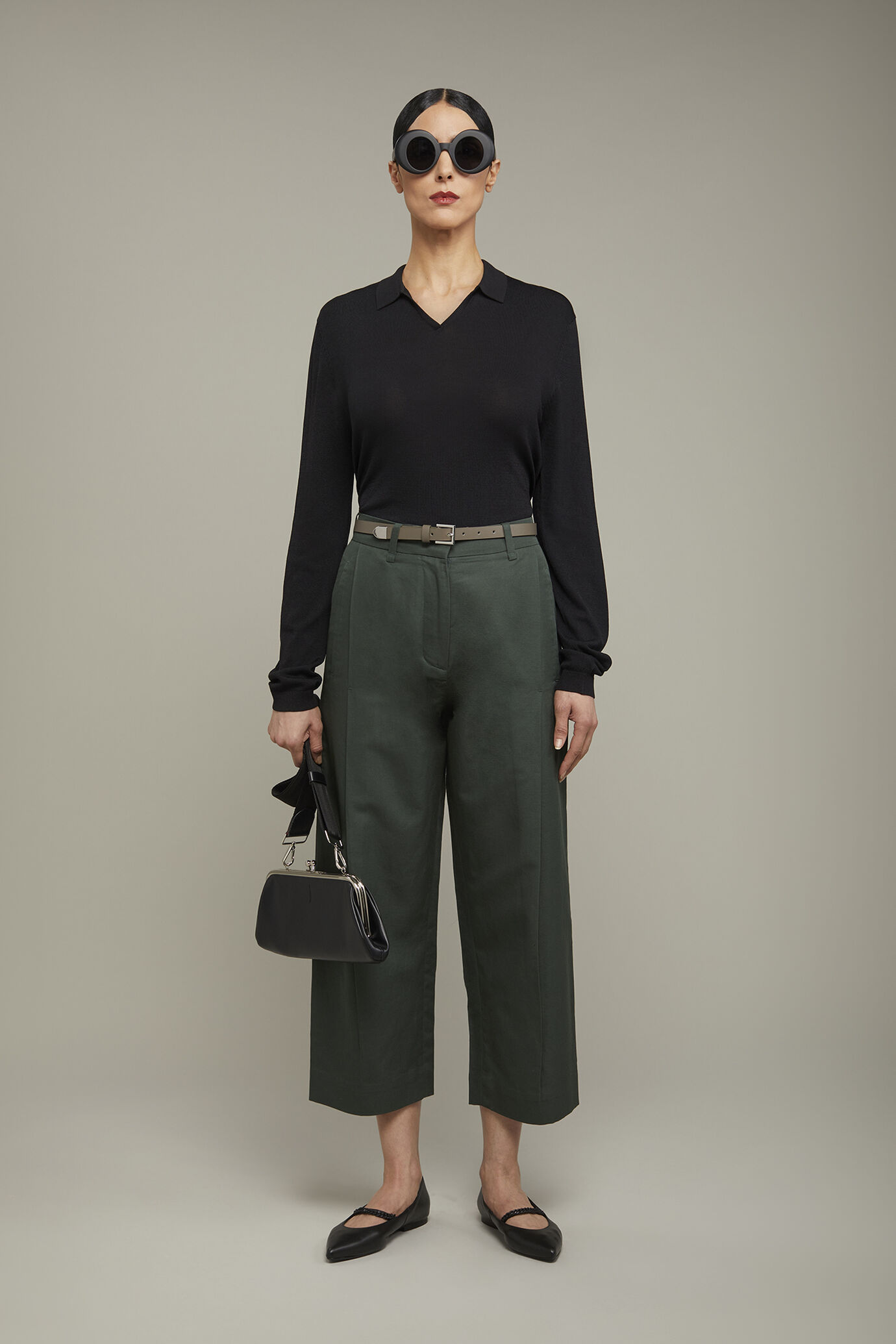 Langärmeliges Damen-Poloshirt aus Strick image number 0