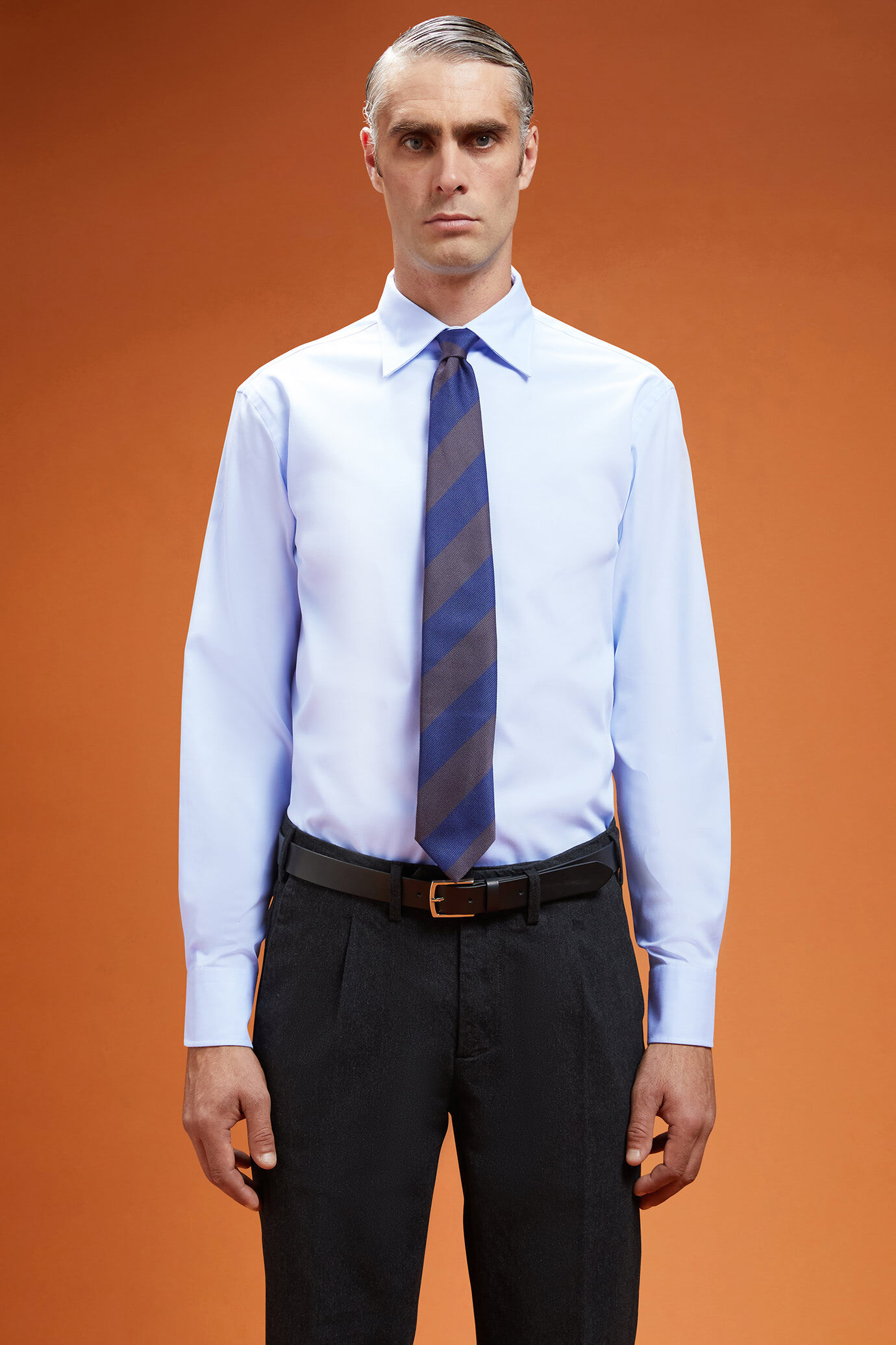 Camicia bluette regular collo classico con taschino 4047