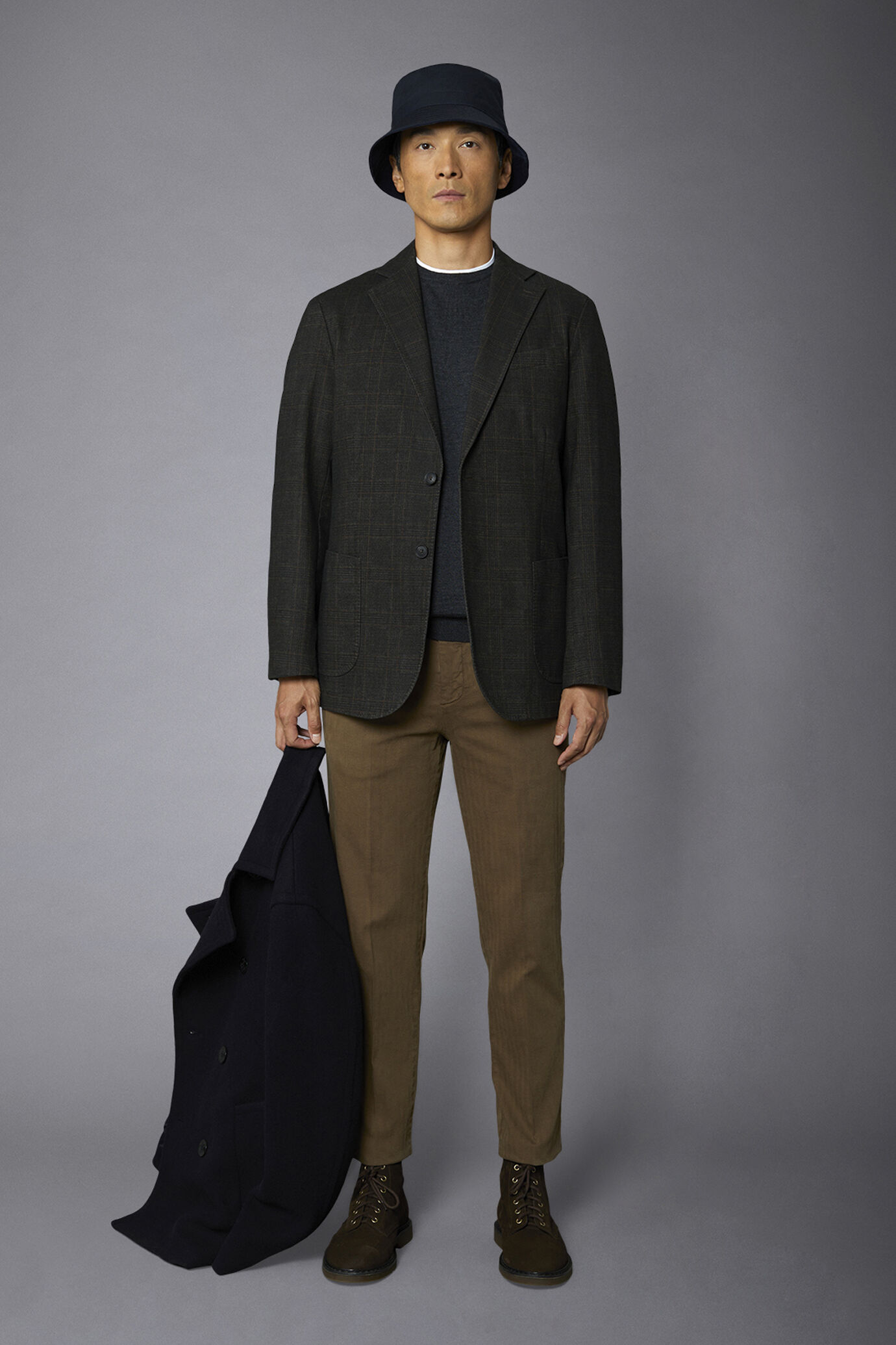 Regular fit genderless single-breasted jacket Prince of Wales fabric